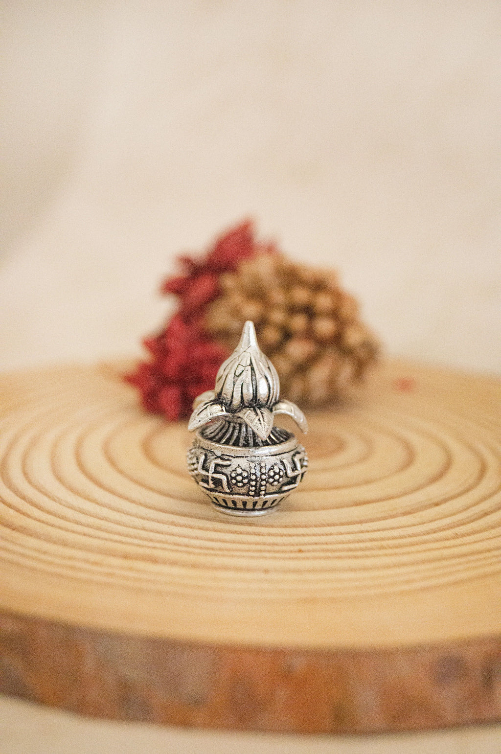 Antique 925 Sterling Silver Kalash With Nariyal