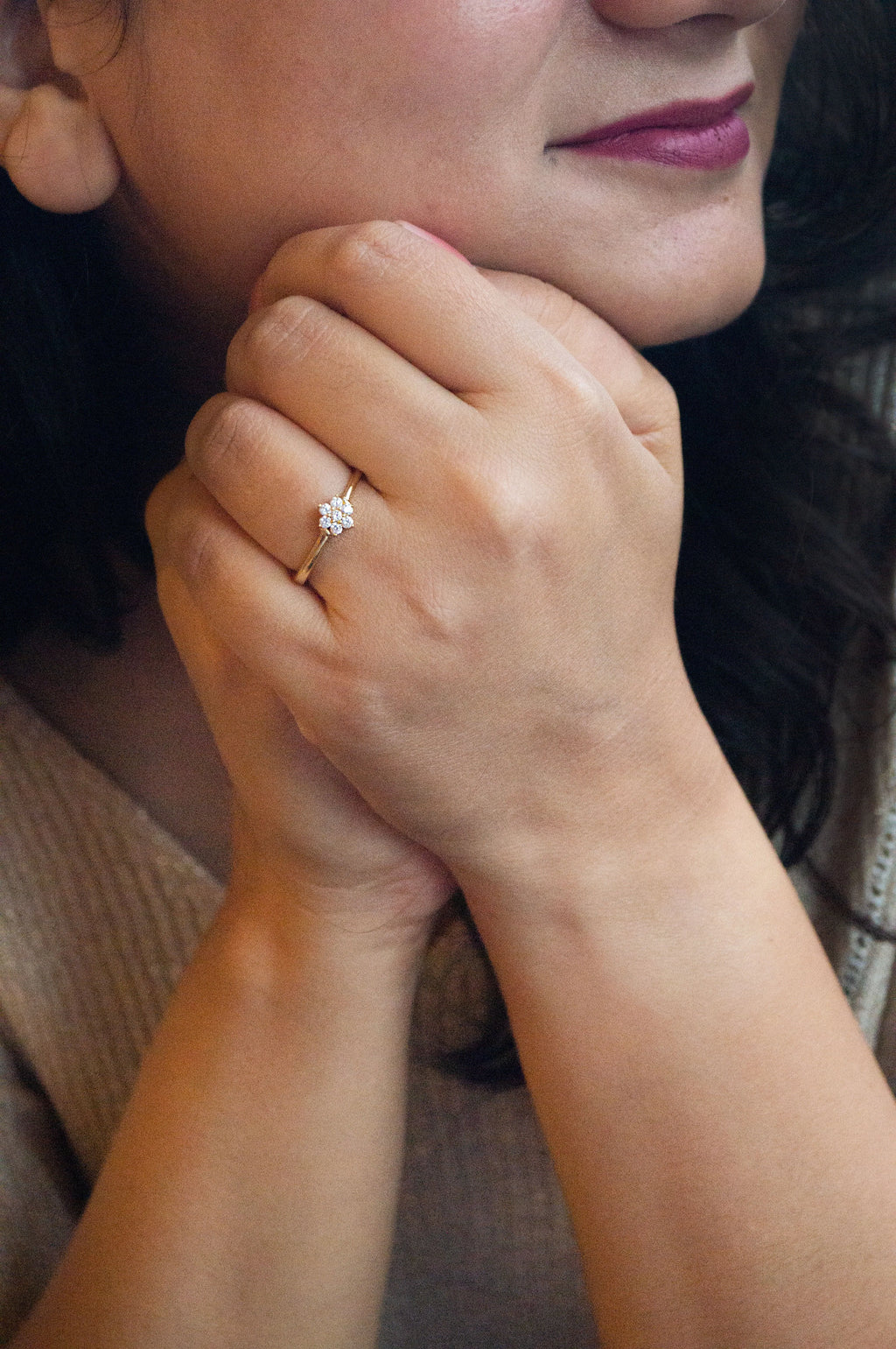 Happy Bloom Rose Gold Plated Sterling Silver Adjustable Ring