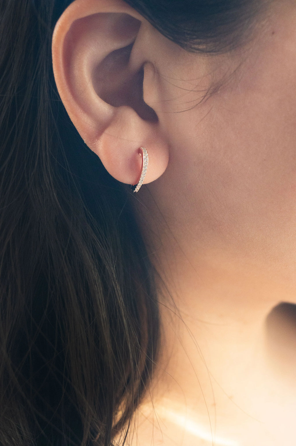 Heart Line Rose Gold Plated Sterling Silver Hoop Earrings