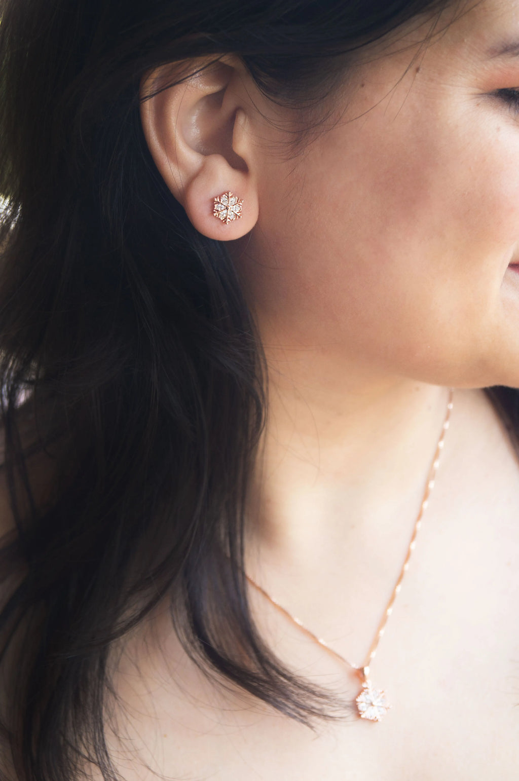 Snow Flake Sterling Silver Stud Earrings