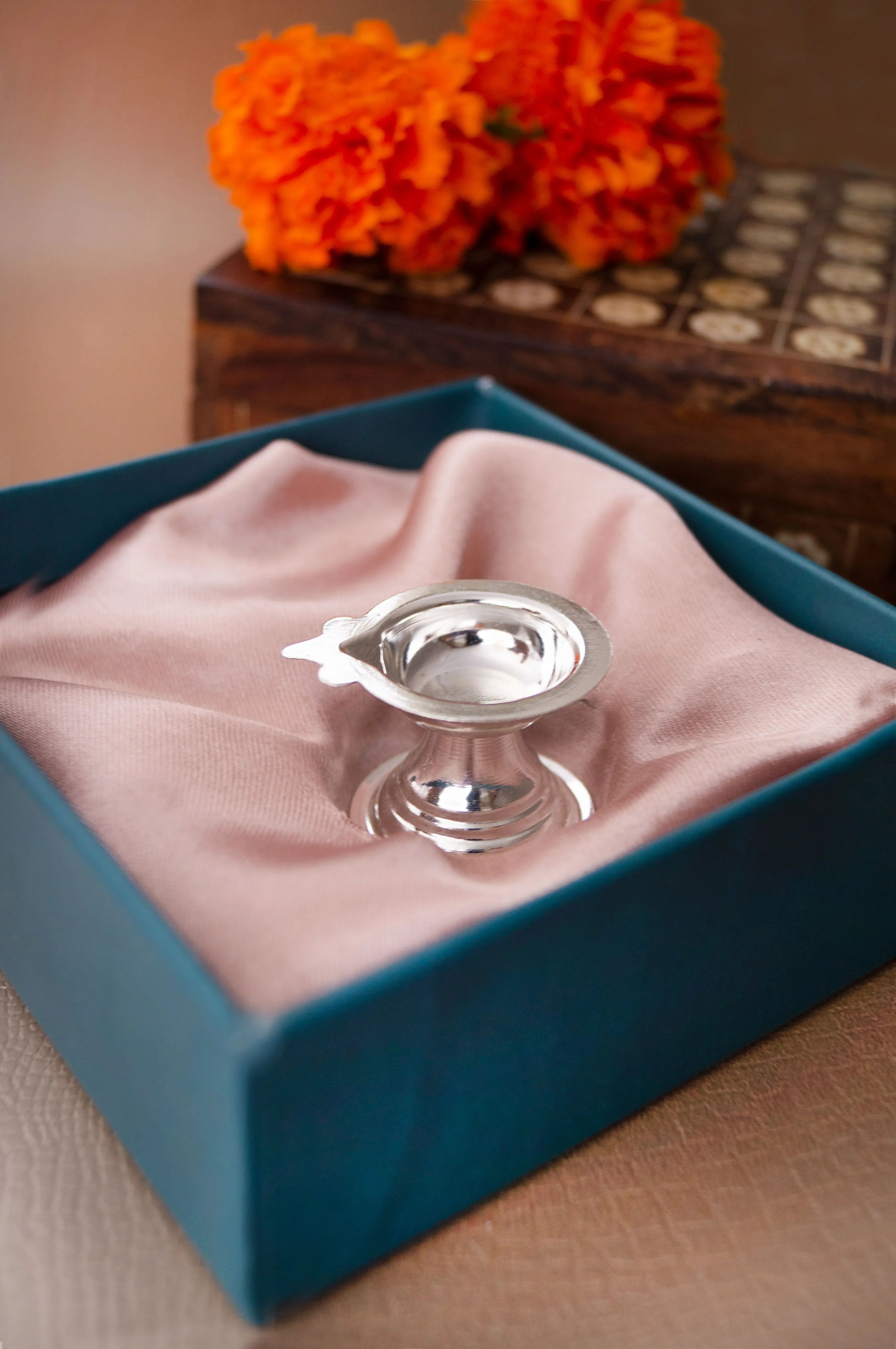 Auspicious Pooja 925 Sterling Silver Diya Stand