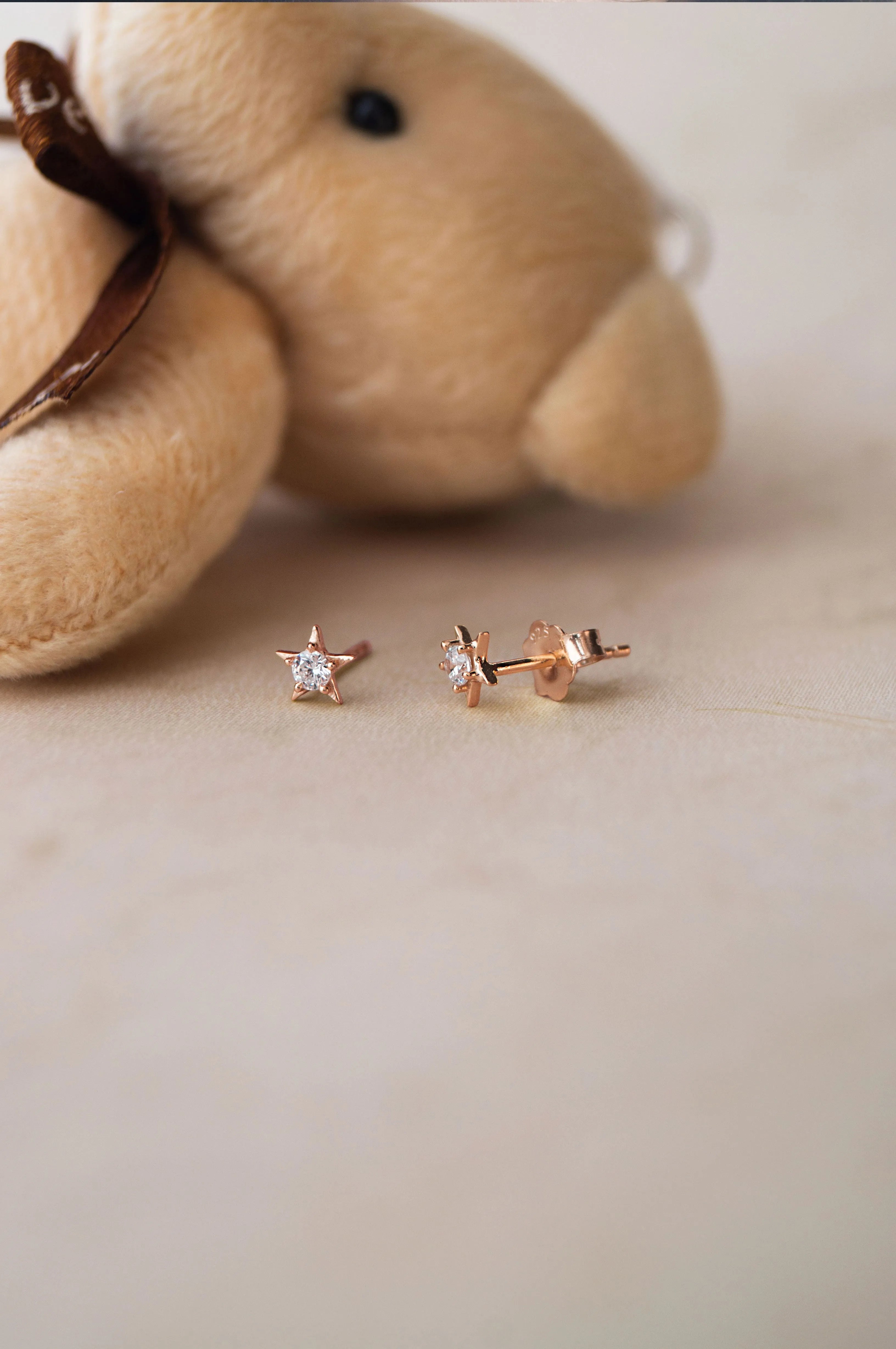 Star Twinkle Rose Gold Plated Sterling Silver Stud Earrings
