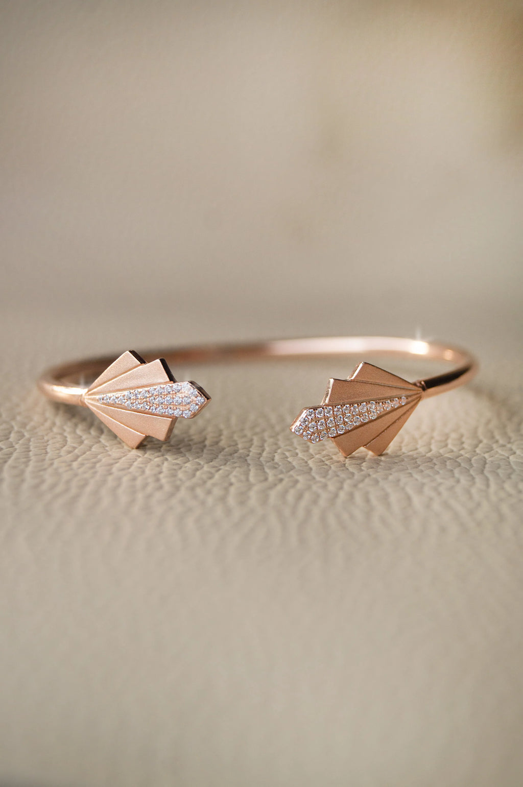 Deco Glam Rose Gold Plated Sterling Silver Adjustable Bracelet