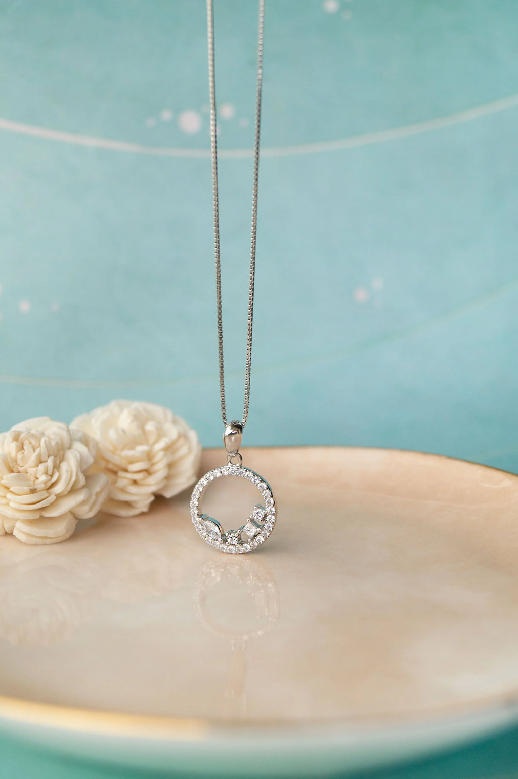 Blossom Circle Rose Gold Plated Sterling Silver Pendant