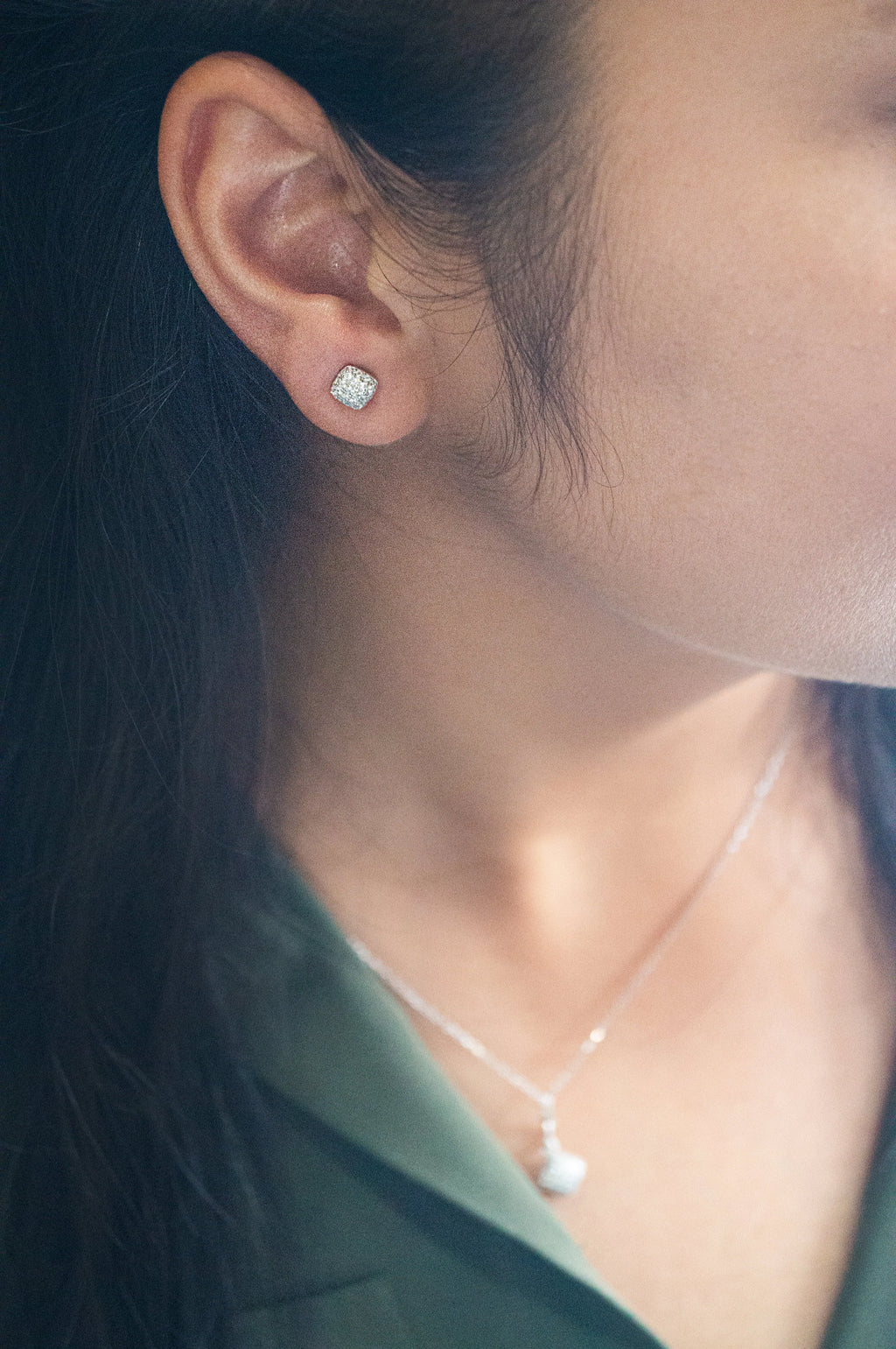 Sparkling Dust Rose Gold Plated Sterling Silver Stud Earrings