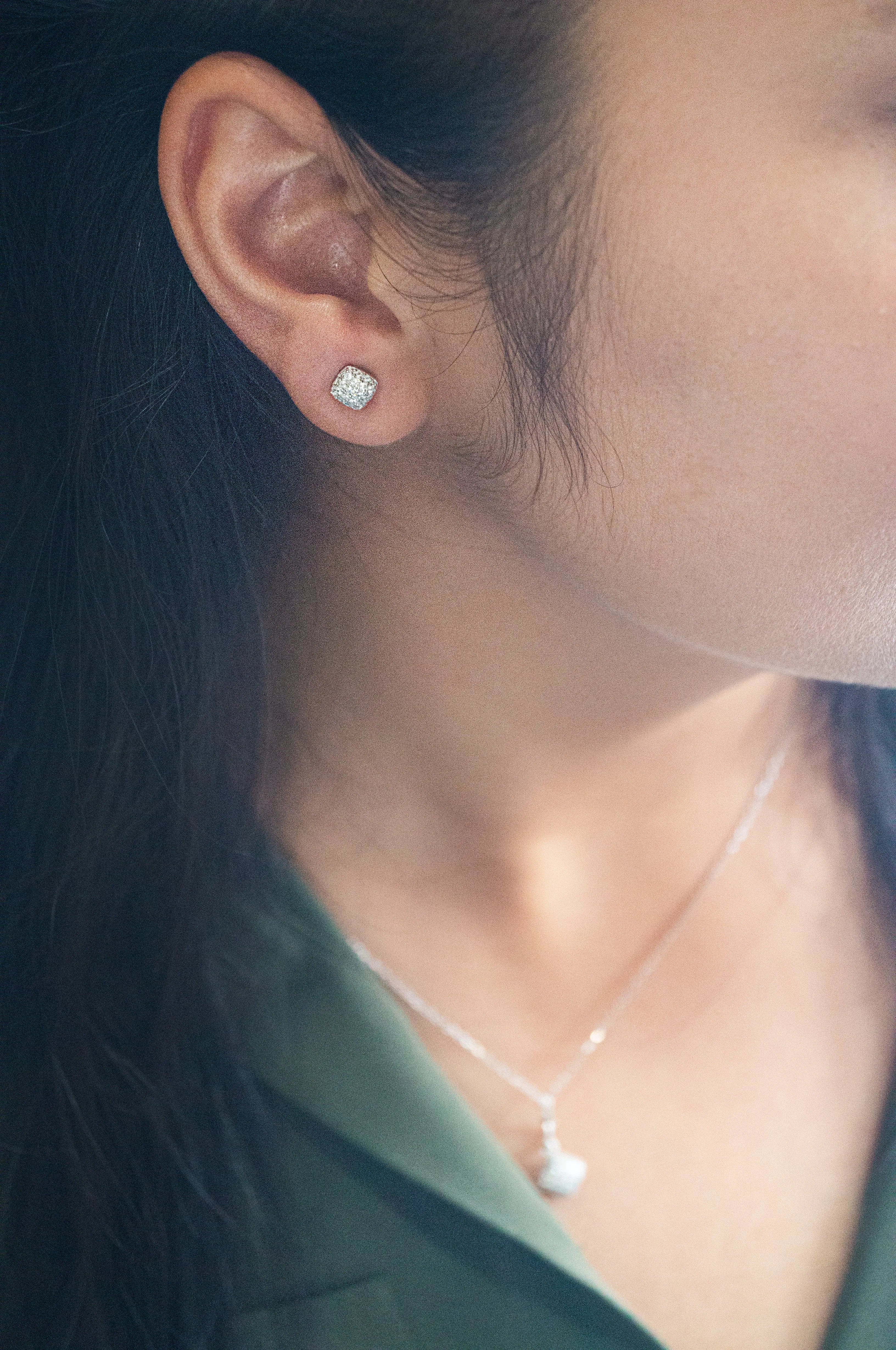 Sparkling Dust Rose Gold Plated Sterling Silver Stud Earrings