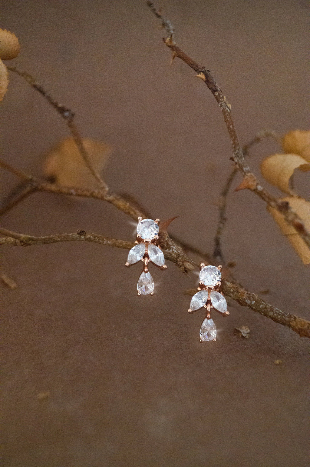 Dainty Twinkle Rose Gold Plated Sterling Silver Drop Earrings