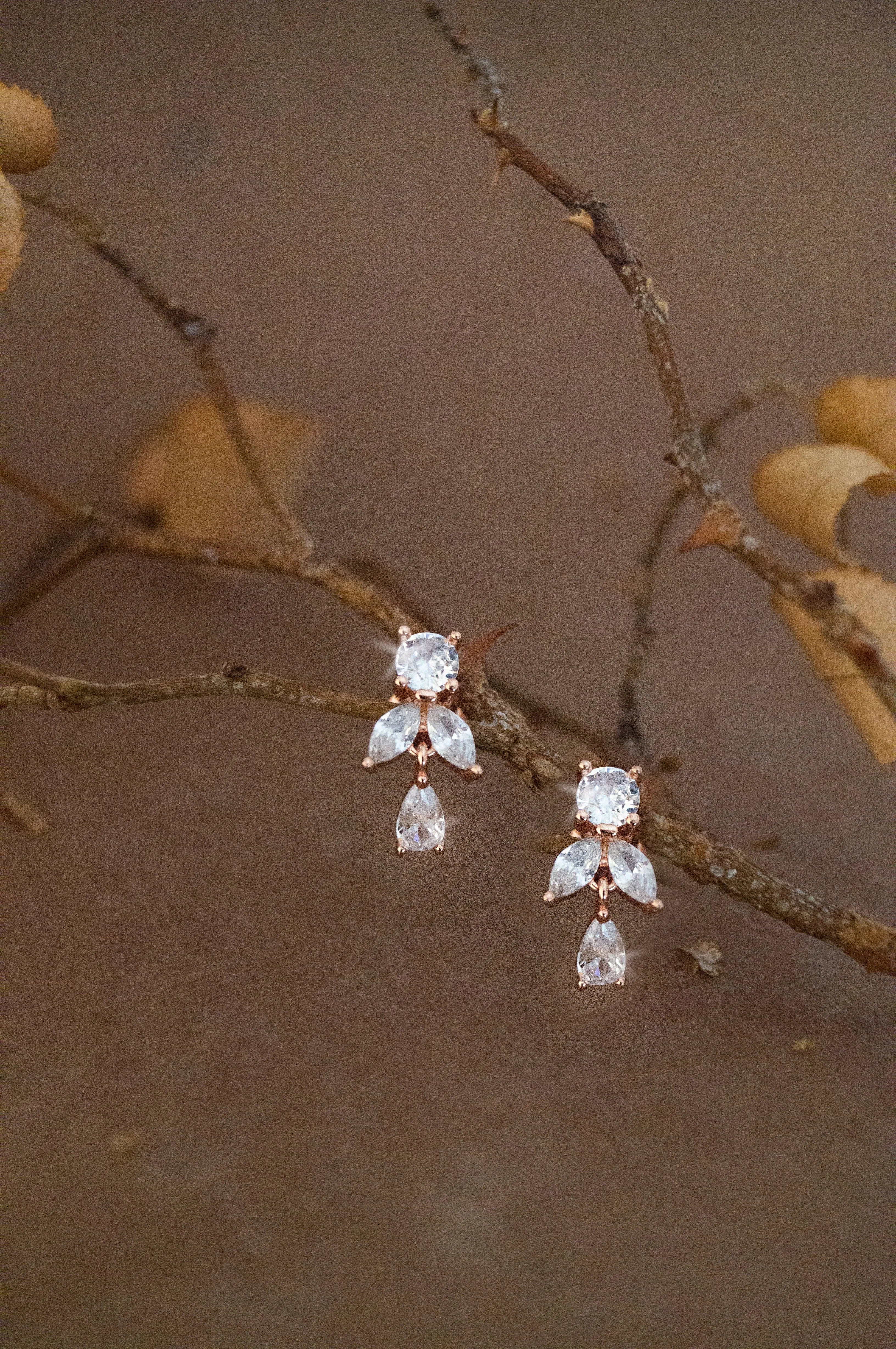 Dainty Twinkle Rose Gold Plated Sterling Silver Drop Earrings