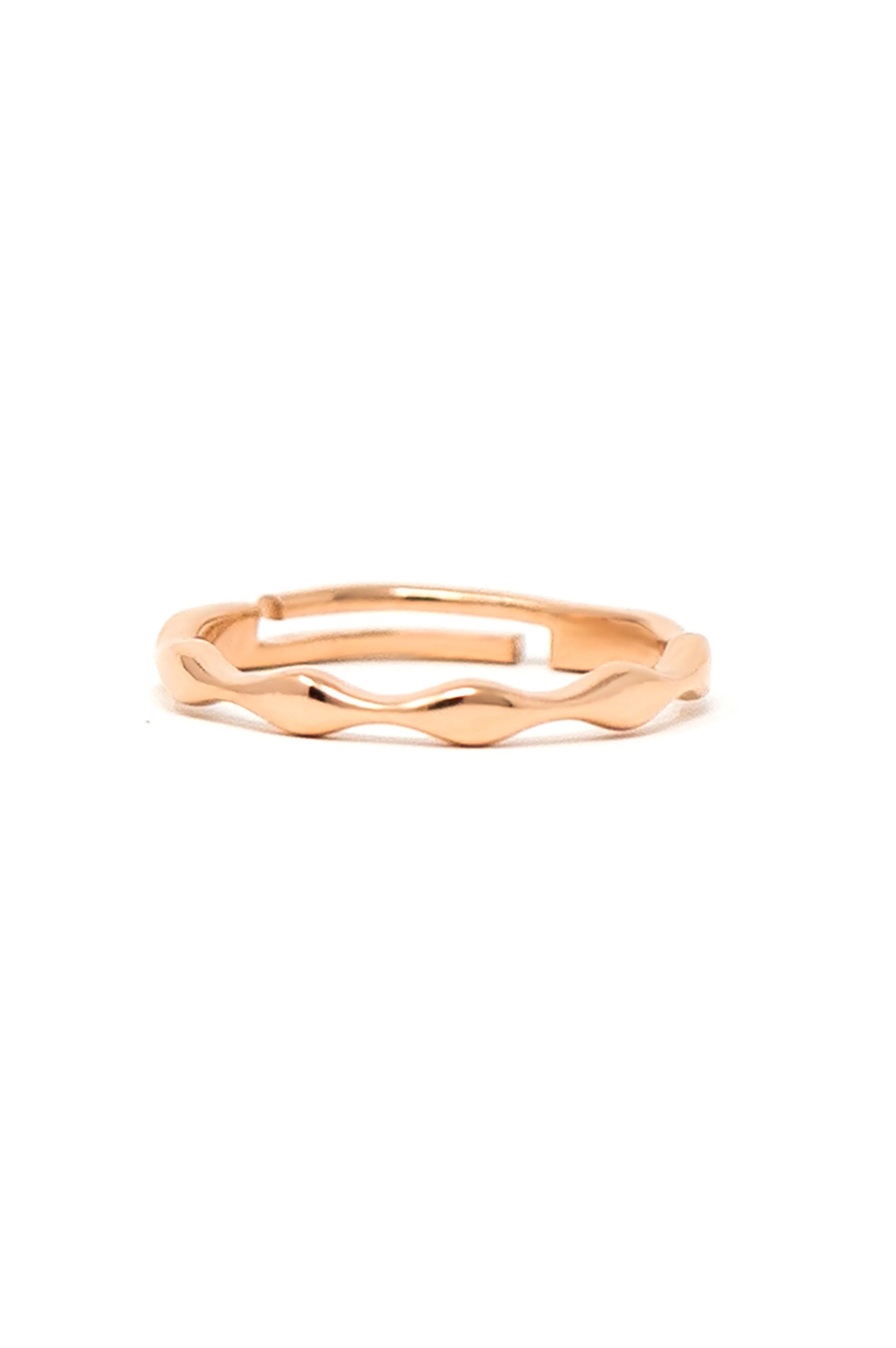 Pretty Wave Rose Gold Plated Sterling Silver Adjustable Ring