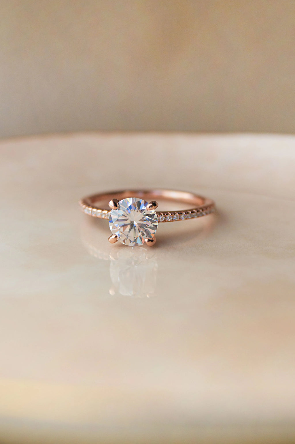 Pretty Enticing Solitaire Rose Gold Plated Sterling Silver Ring