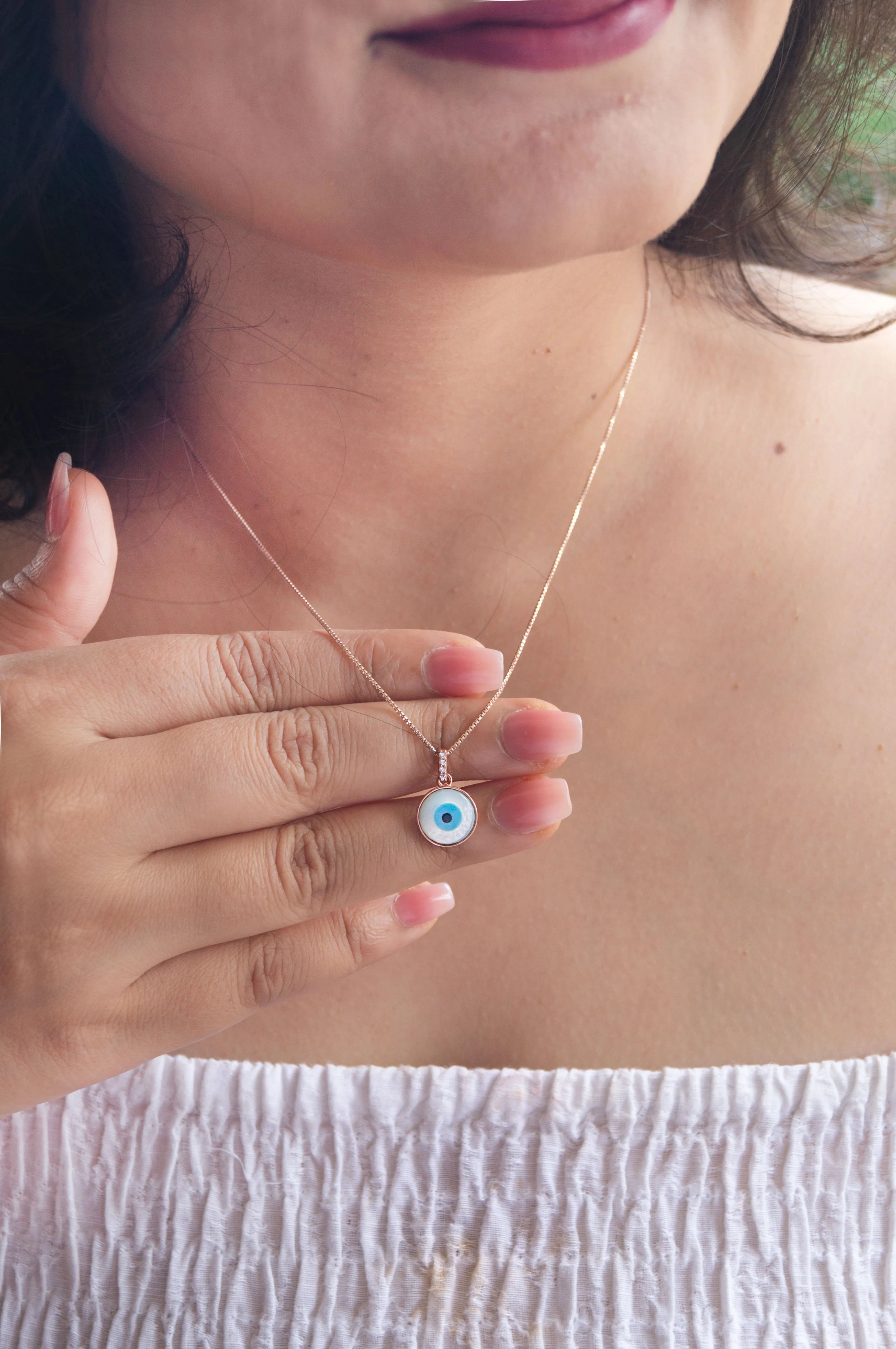 Evergreen Evil Eye Rose Gold Plated Sterling Silver Pendant