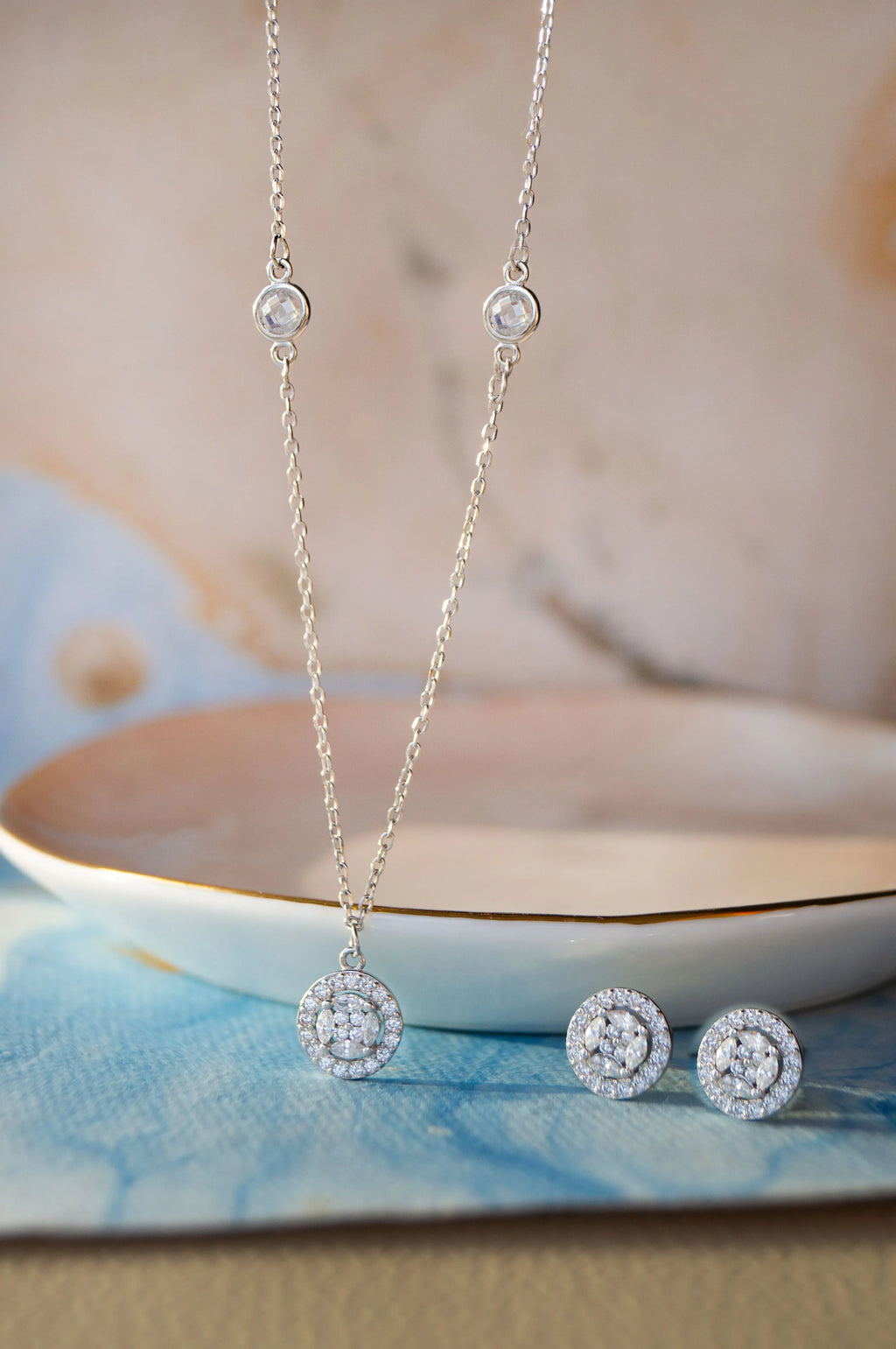 Minimal Cluster Sterling Silver Necklace Set