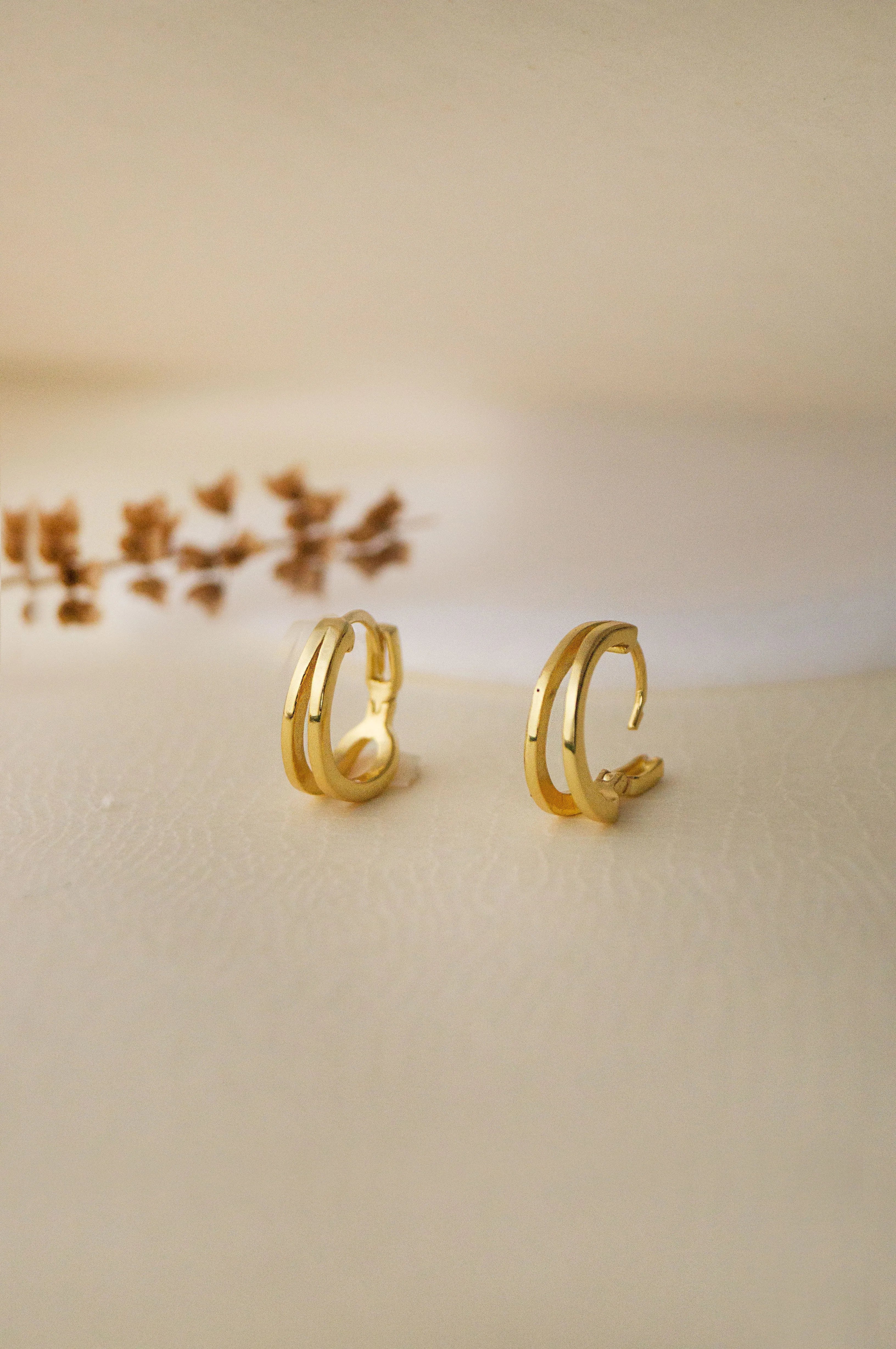 Dual Glam Sterling Silver Gold Plated Hoop Earrings