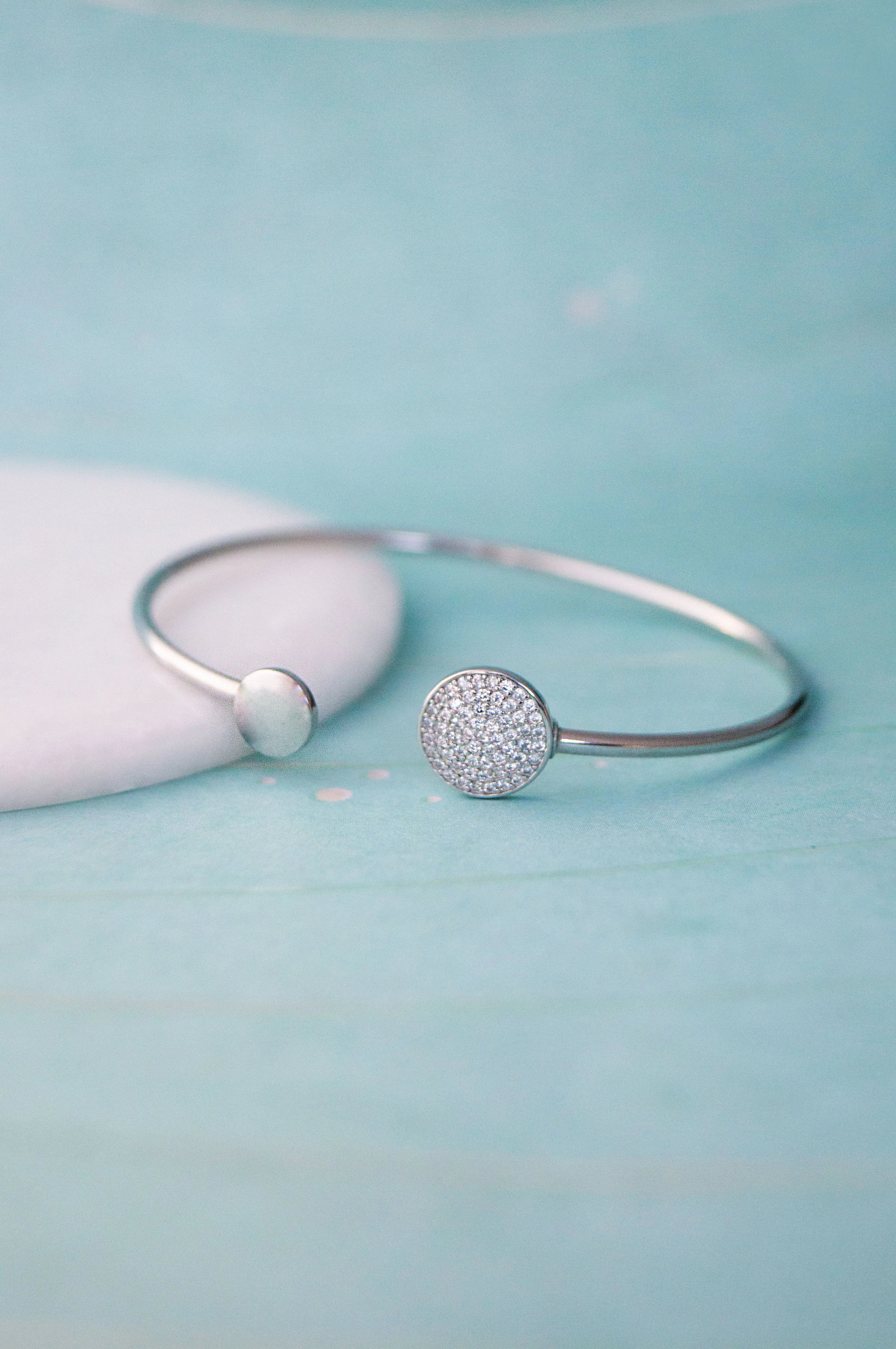 Dual Disk Rose Gold Plated Sterling Silver Adjustable Bracelet