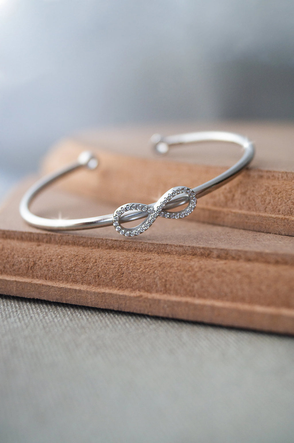 Trendy Infinity Rose Gold Plated Sterling Silver Adjustable Bracelet