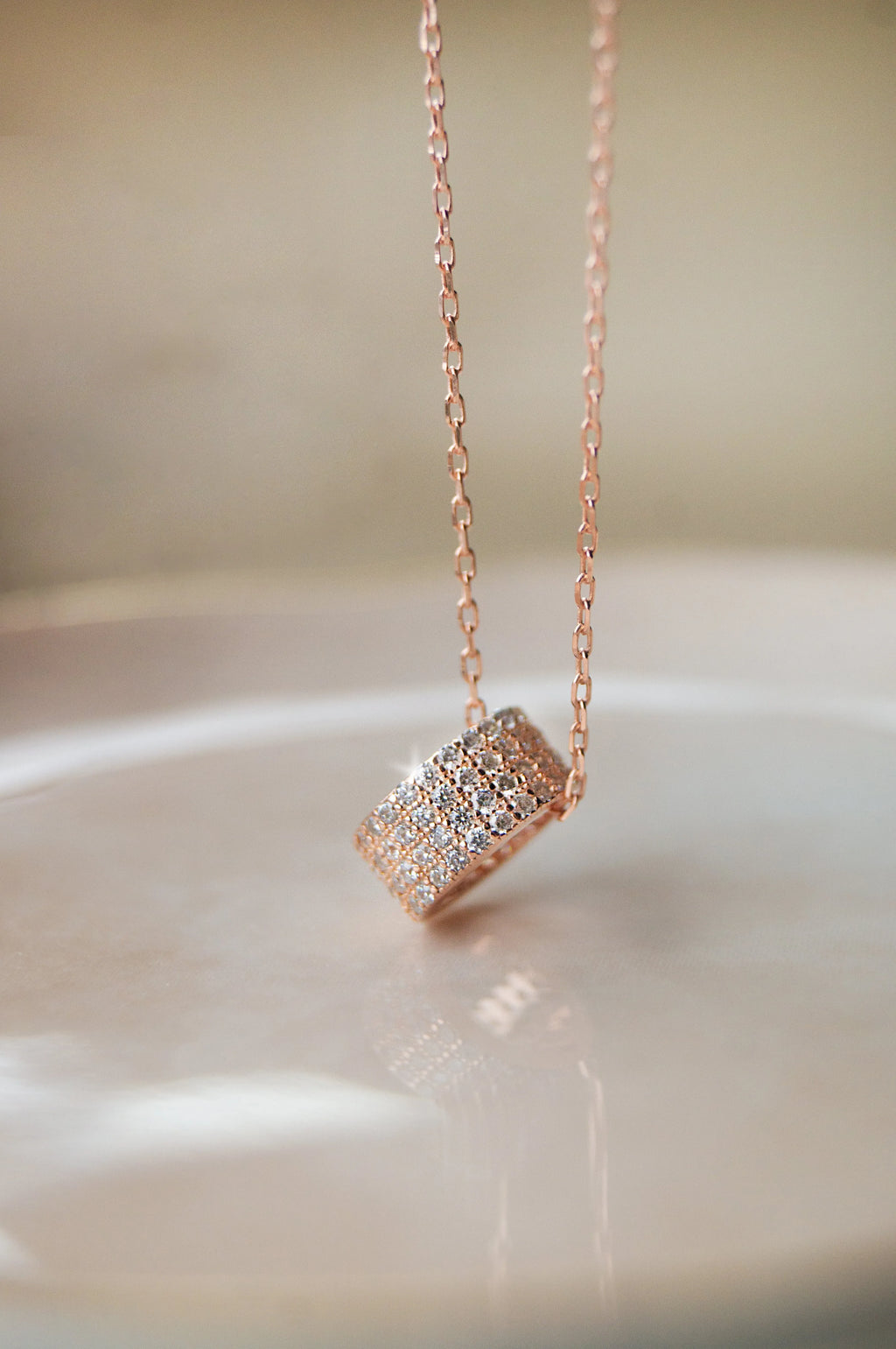 Ring-It-Up Rose Gold Plated Sterling Silver Pendant With Chain