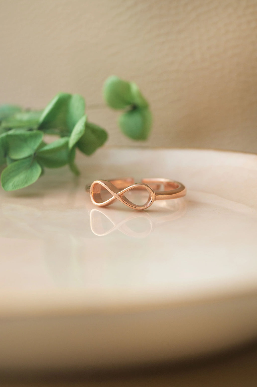 Classic Infinity Rose Gold Plated Sterling Silver Adjustable Ring