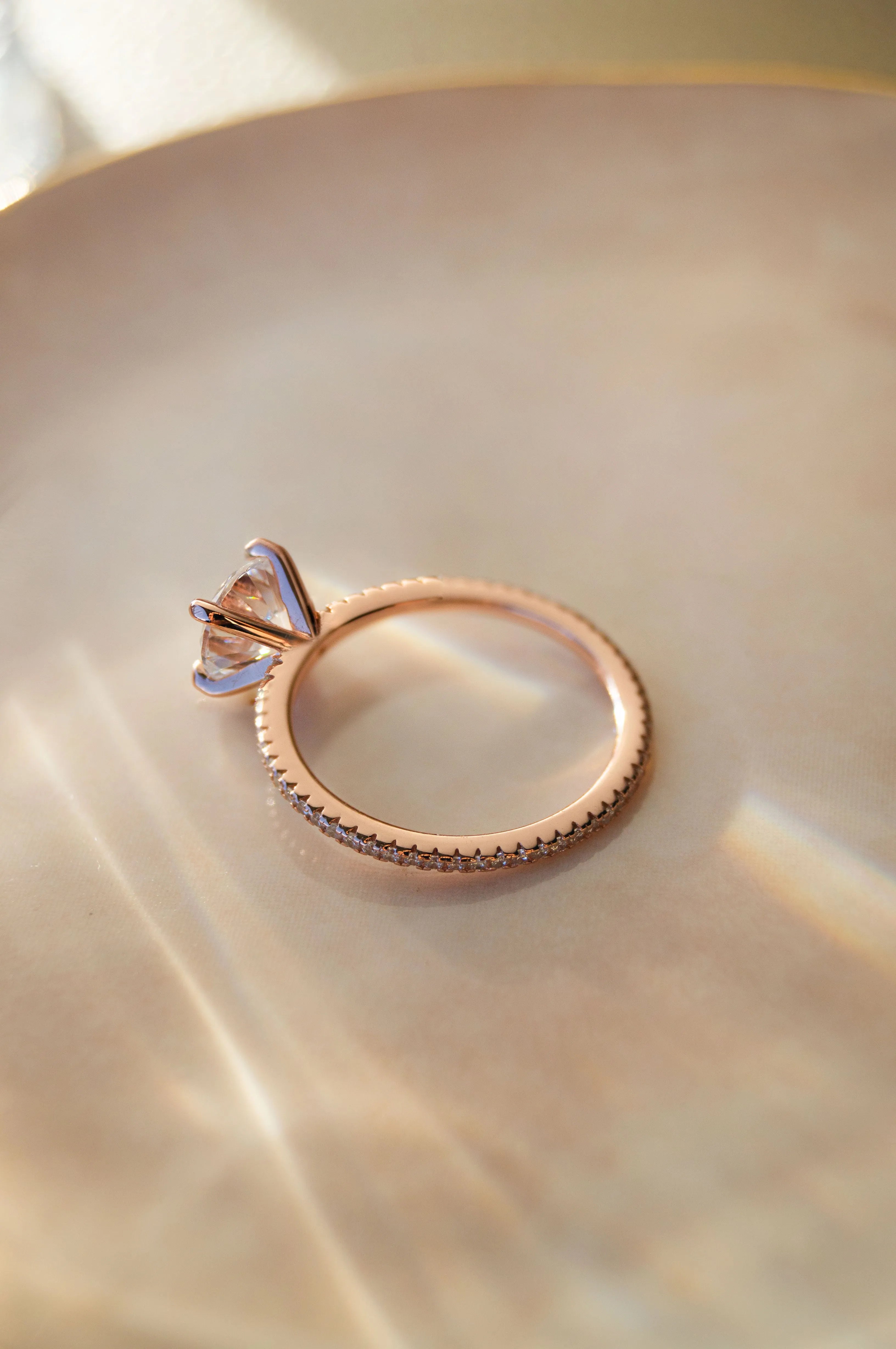 Pretty Enticing Solitaire Rose Gold Plated Sterling Silver Ring