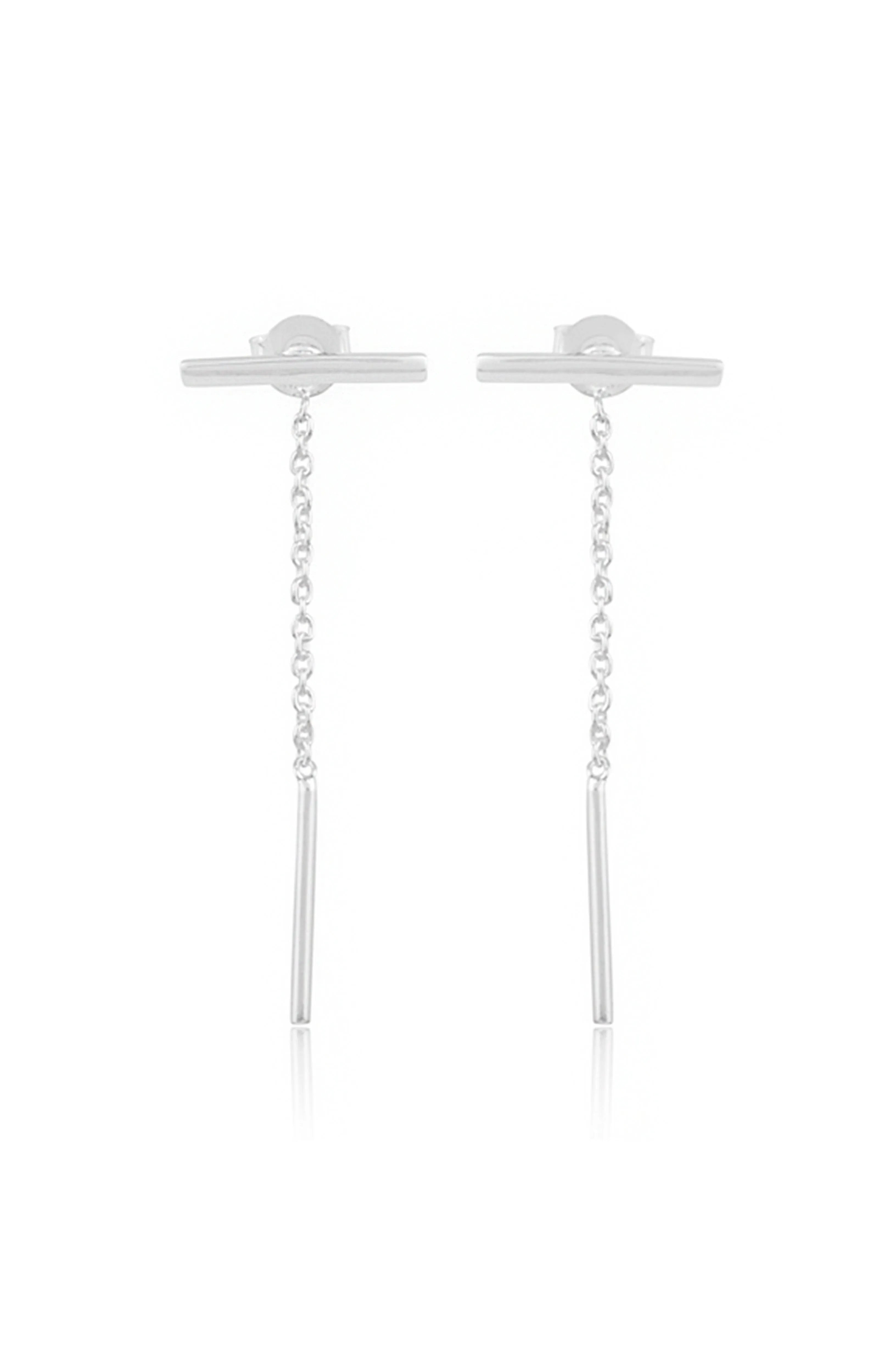 Three Way Gold Plated Sterling Silver Bar Detachable Dangler Earrings