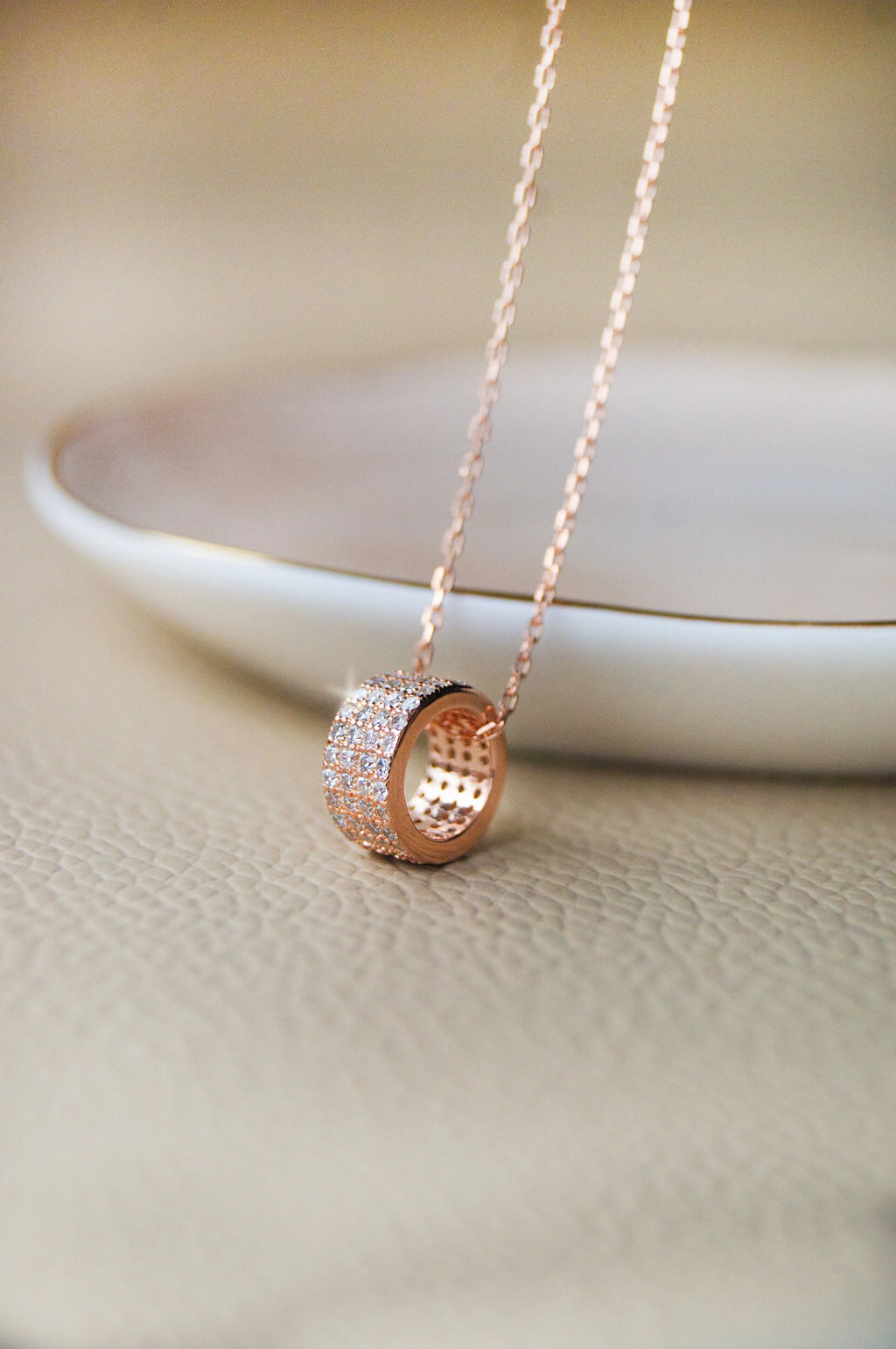 Ring-It-Up Rose Gold Plated Sterling Silver Pendant With Chain