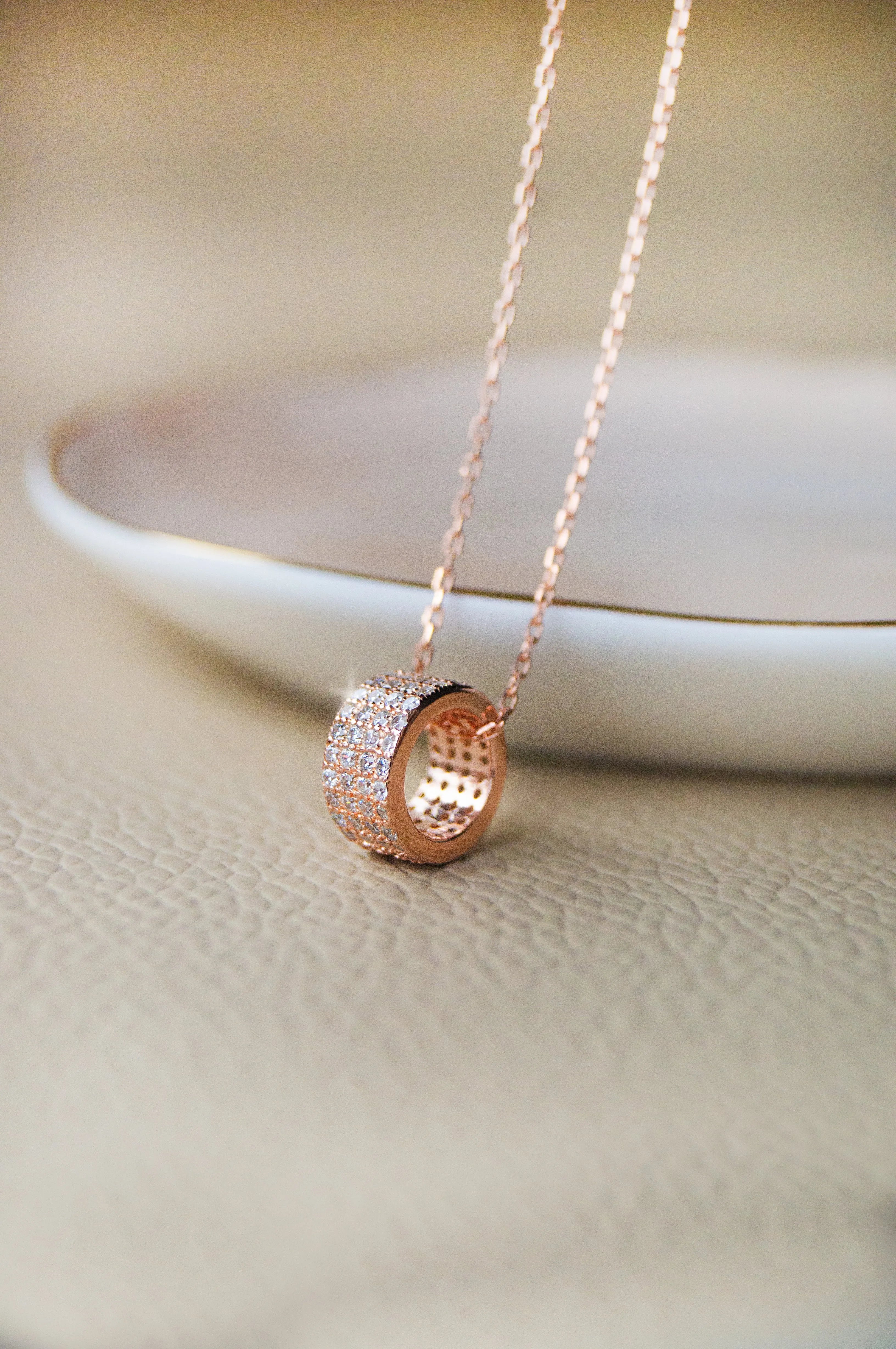 Ring-It-Up Rose Gold Plated Sterling Silver Pendant With Chain