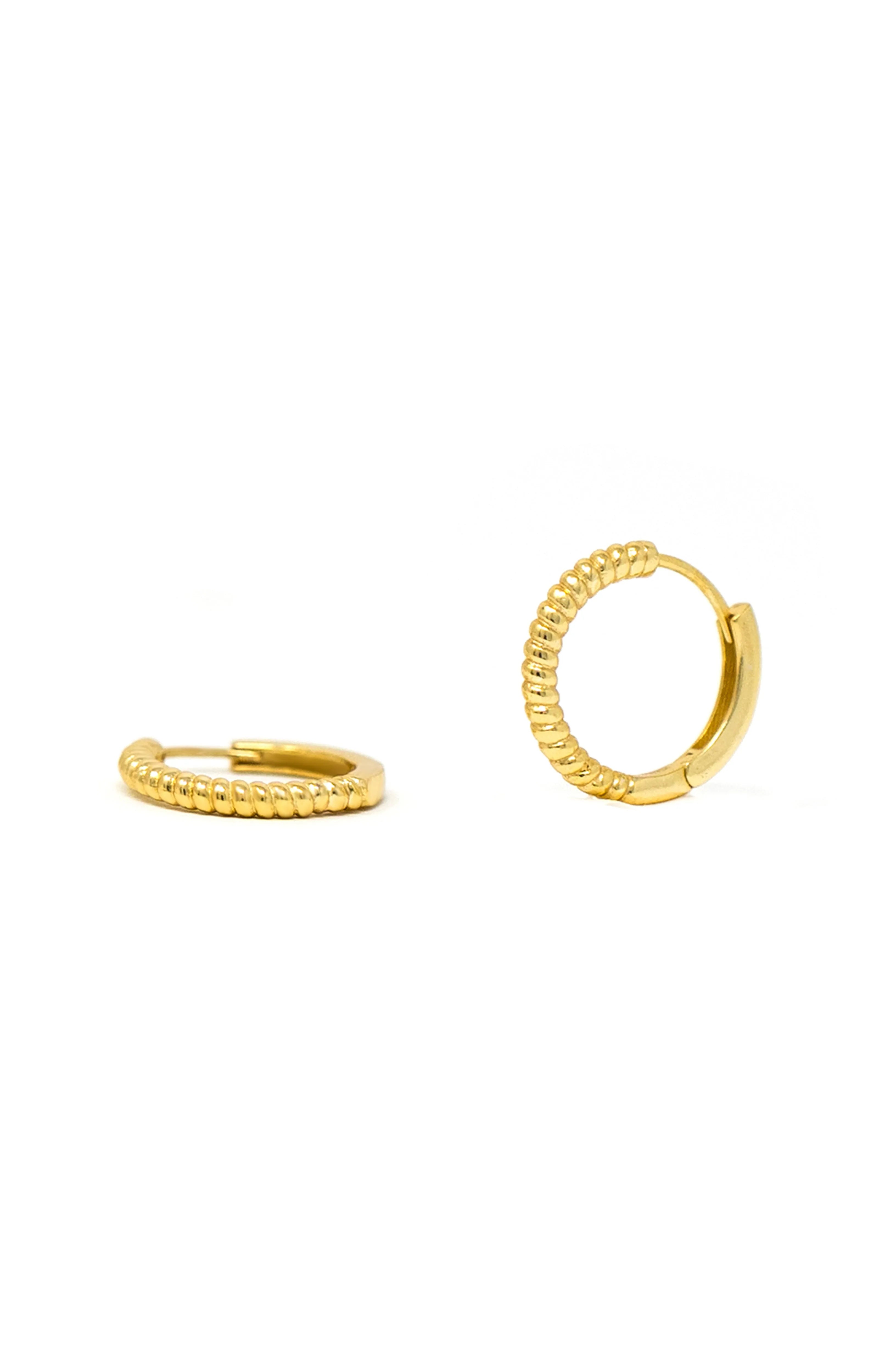 Twisting Glam Gold Plated Sterling Silver Hoop Earrings