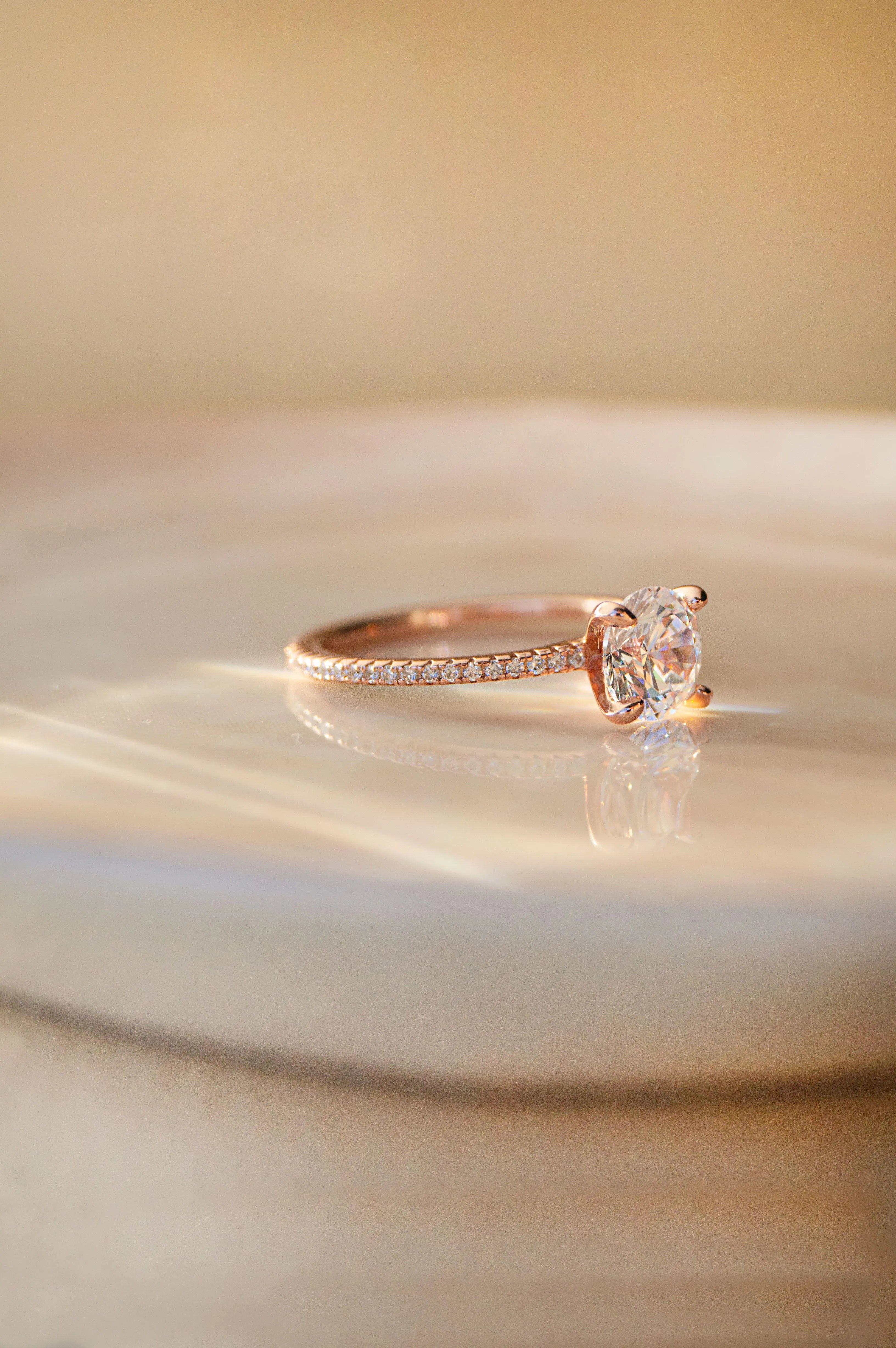 Pretty Enticing Solitaire Rose Gold Plated Sterling Silver Ring