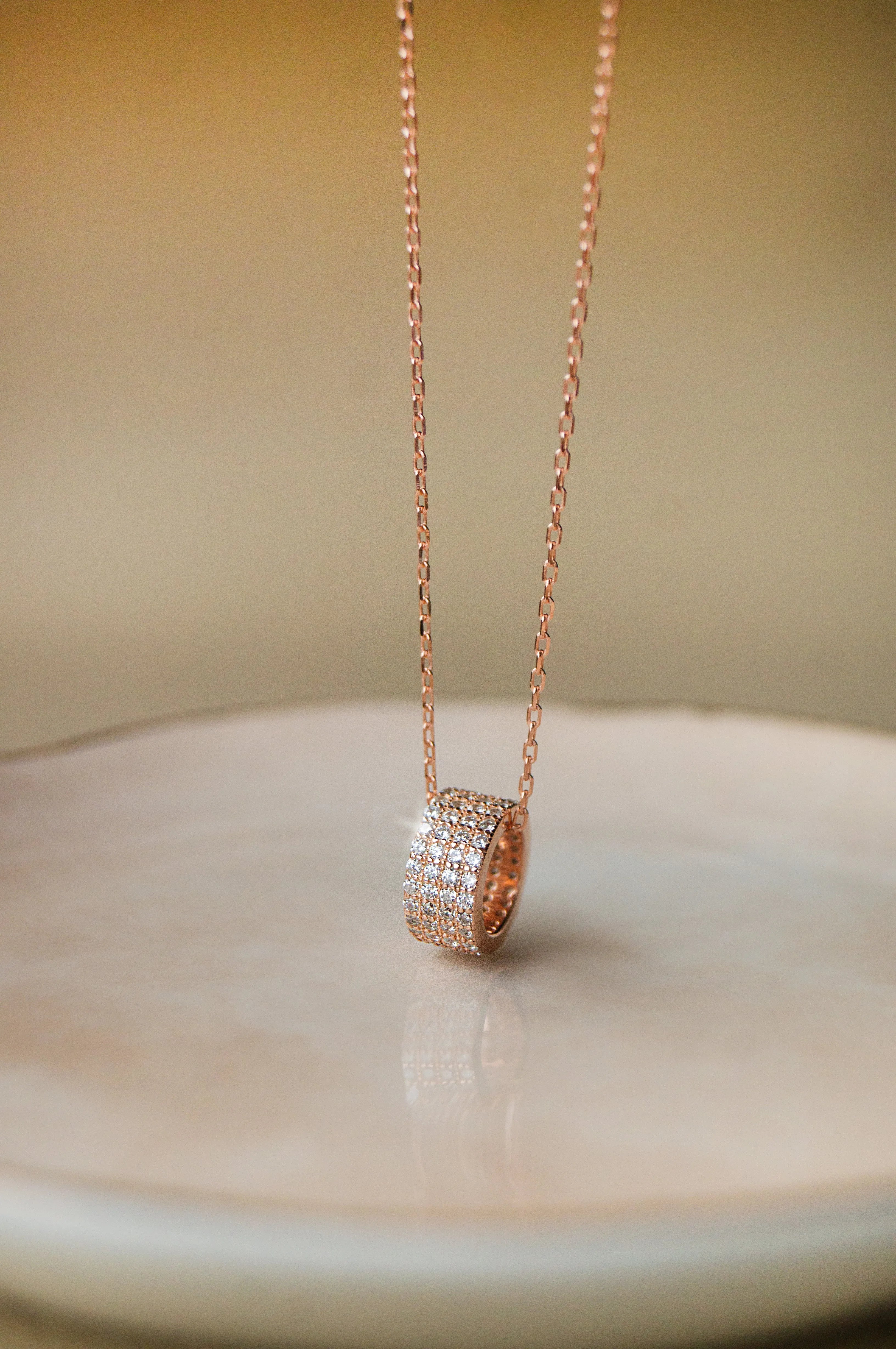 Ring-It-Up Rose Gold Plated Sterling Silver Pendant With Chain
