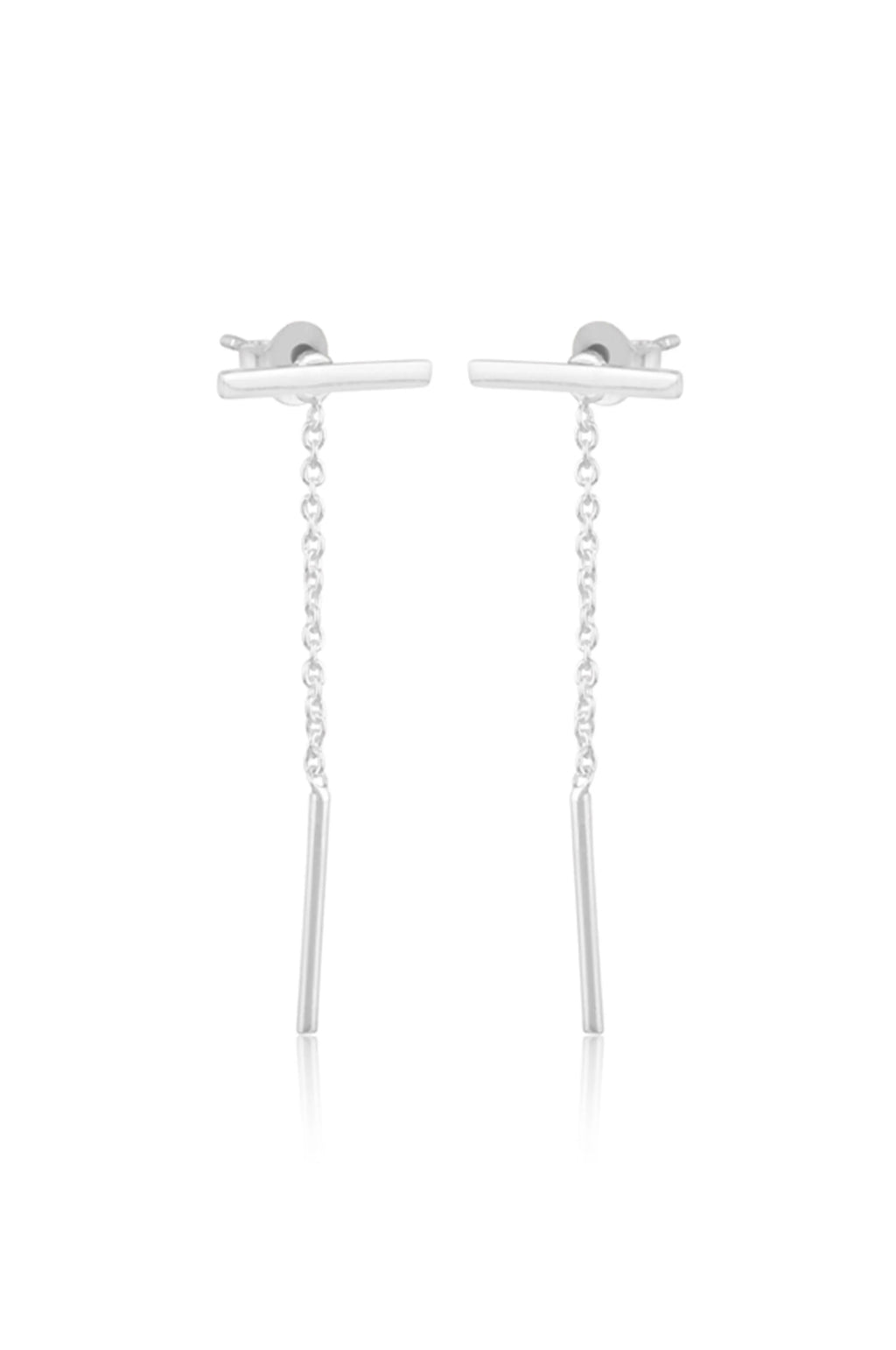 Three Way Gold Plated Sterling Silver Bar Detachable Dangler Earrings