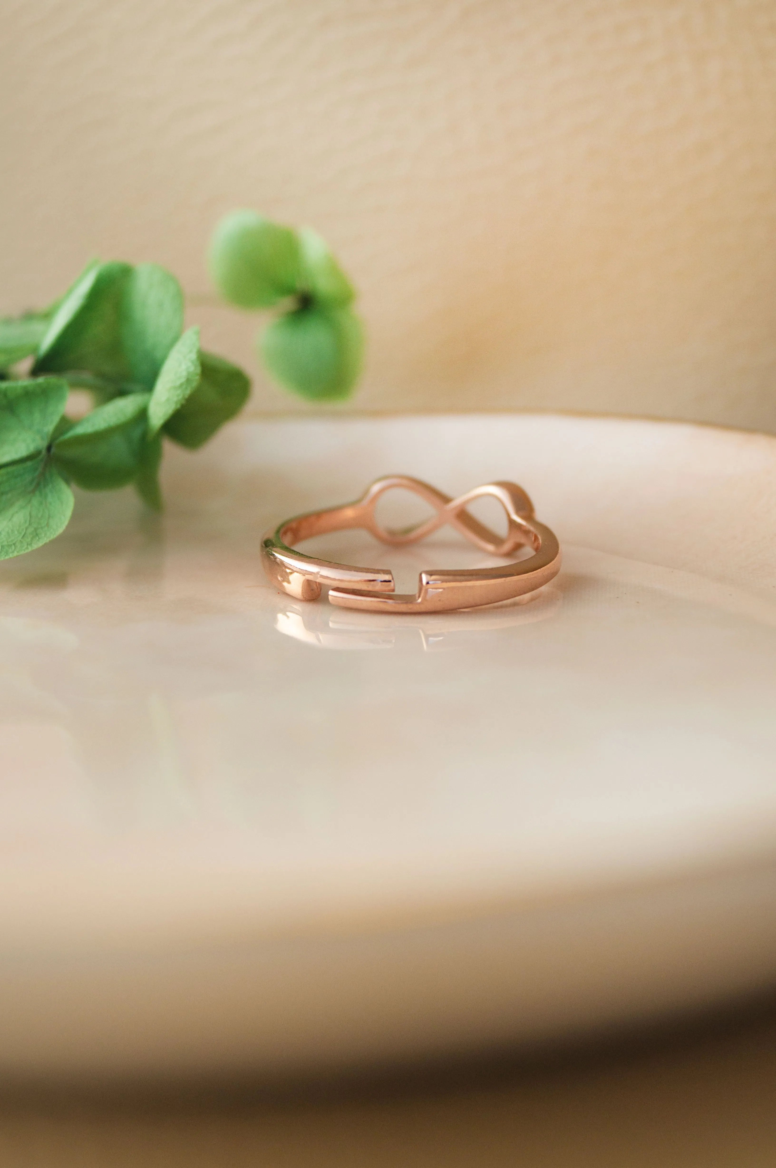 Classic Infinity Rose Gold Plated Sterling Silver Adjustable Ring
