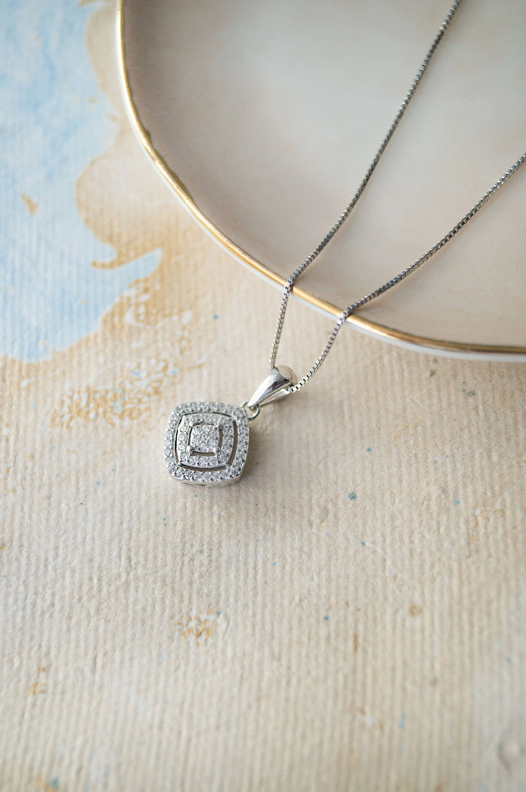 Ecentric Square Sterling Silver Pendant Set