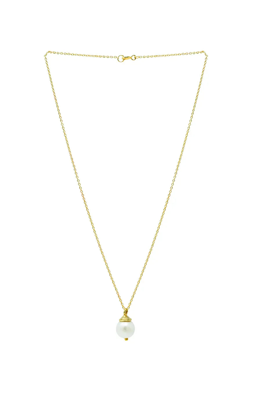 Pearl Blush Classic Gold Sterling Silver Pendant Necklace