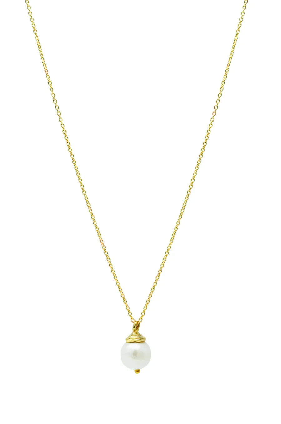 Pearl Blush Classic Gold Sterling Silver Pendant Necklace