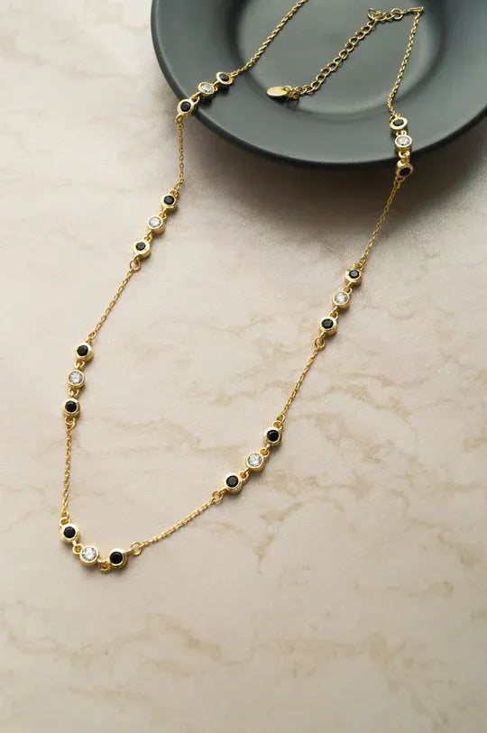 Station Fine Line Gold Plated Sterling Silver Mangalsutra Chain Necklace