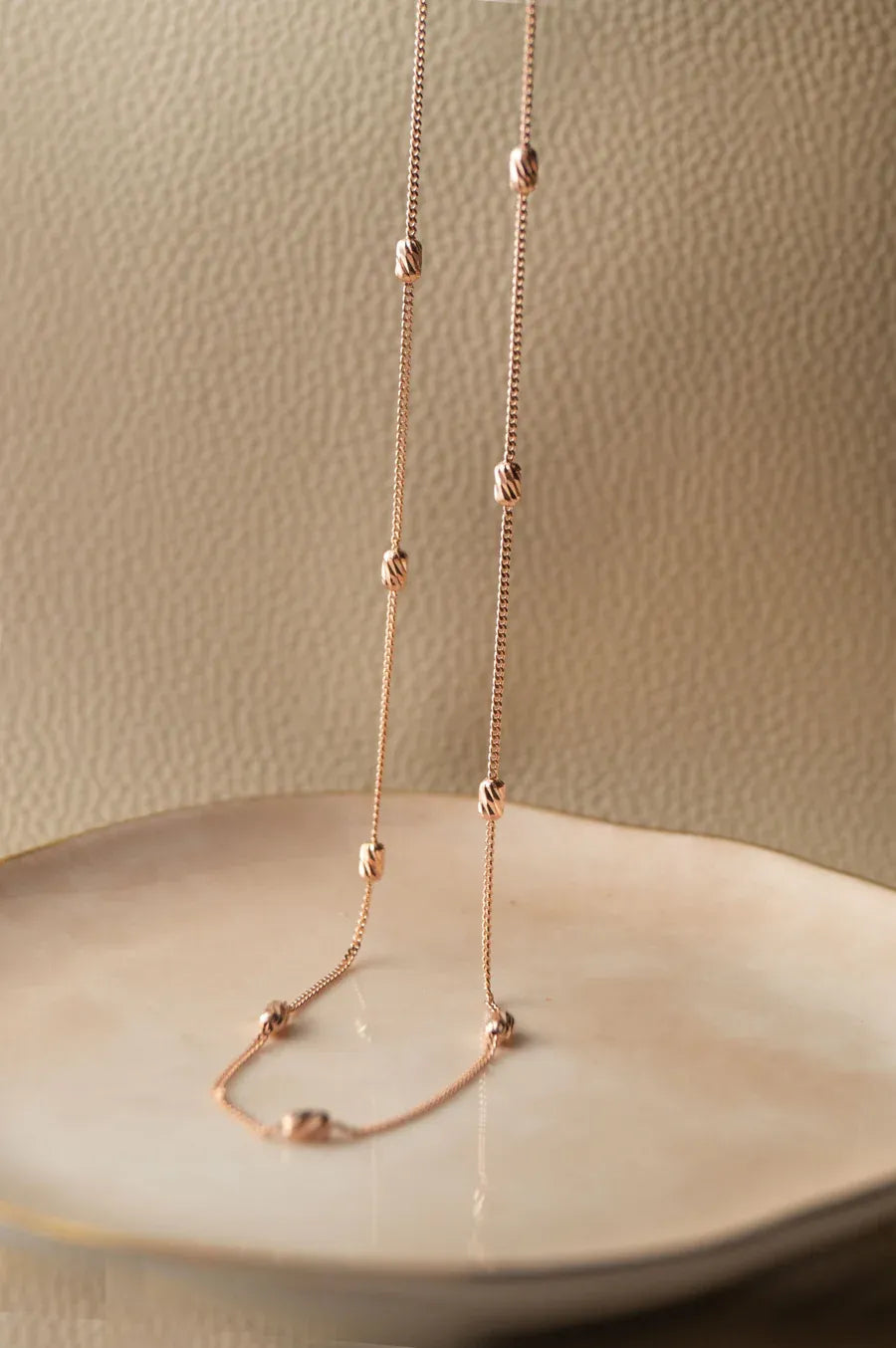 Dazzling Beads Rose Gold Plated Sterling Silver Chain