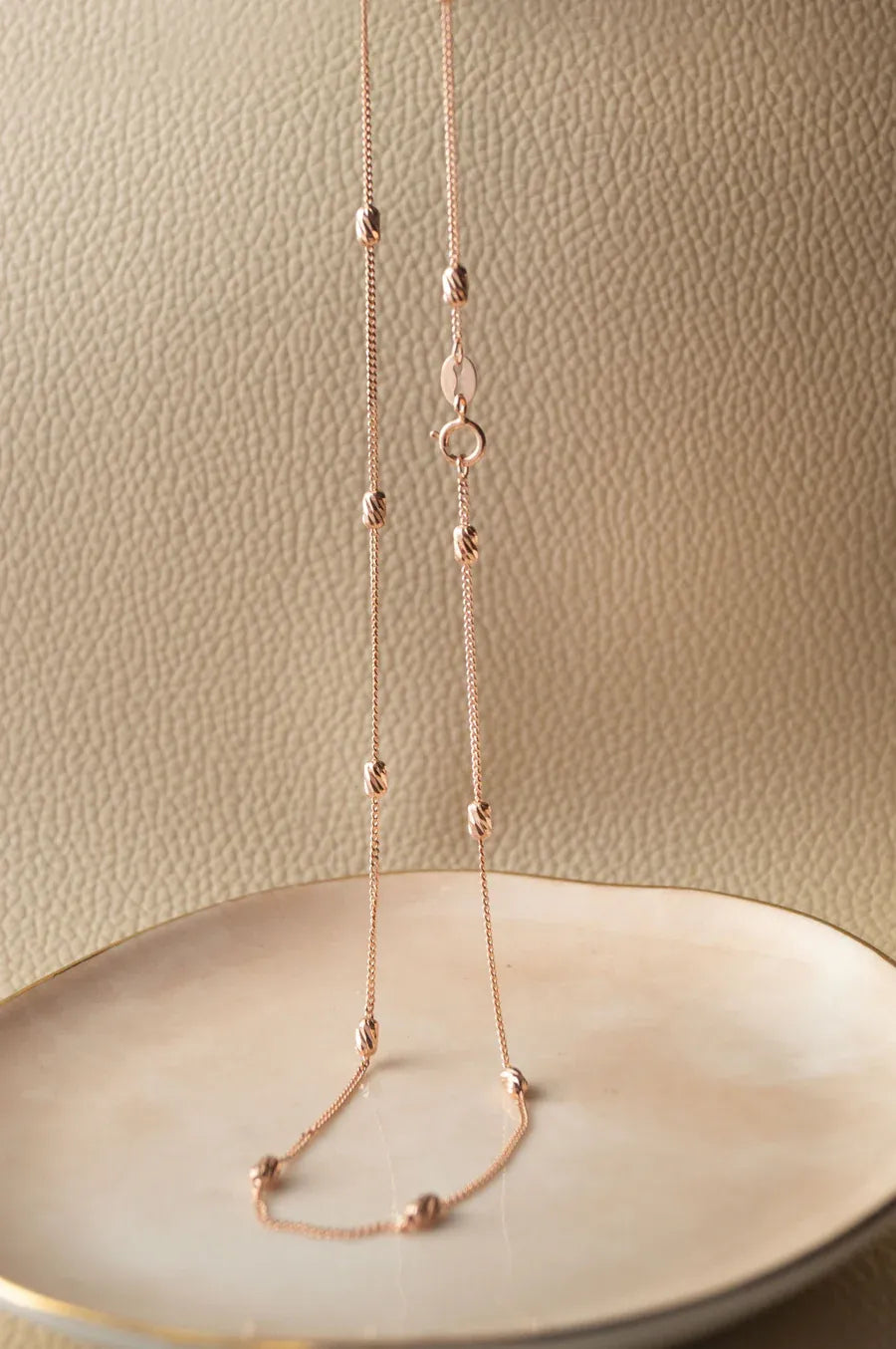 Dazzling Beads Rose Gold Plated Sterling Silver Chain