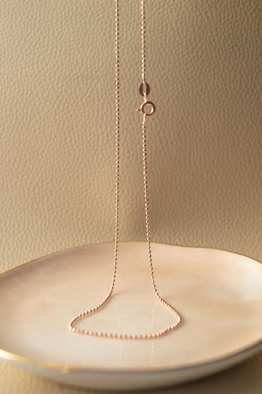 Shinning Tiny Balls Rose Gold Plated Sterling Silver Chain