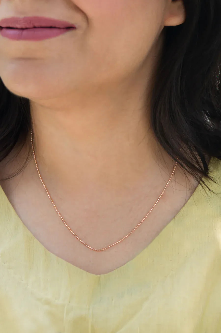 Shinning Tiny Balls Rose Gold Plated Sterling Silver Chain