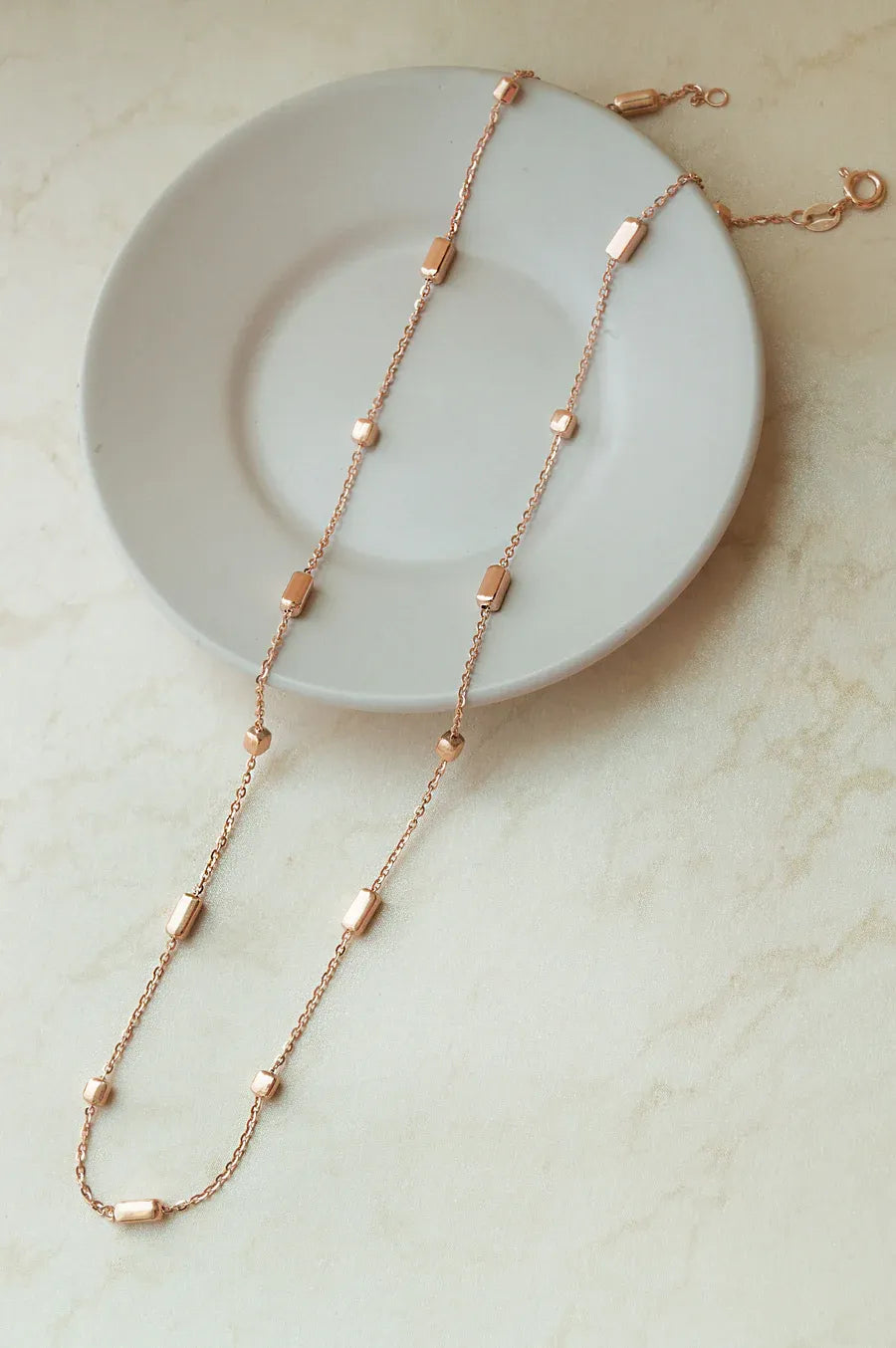 Cuboidal Game Rose Gold Plated Sterling Silver Chain