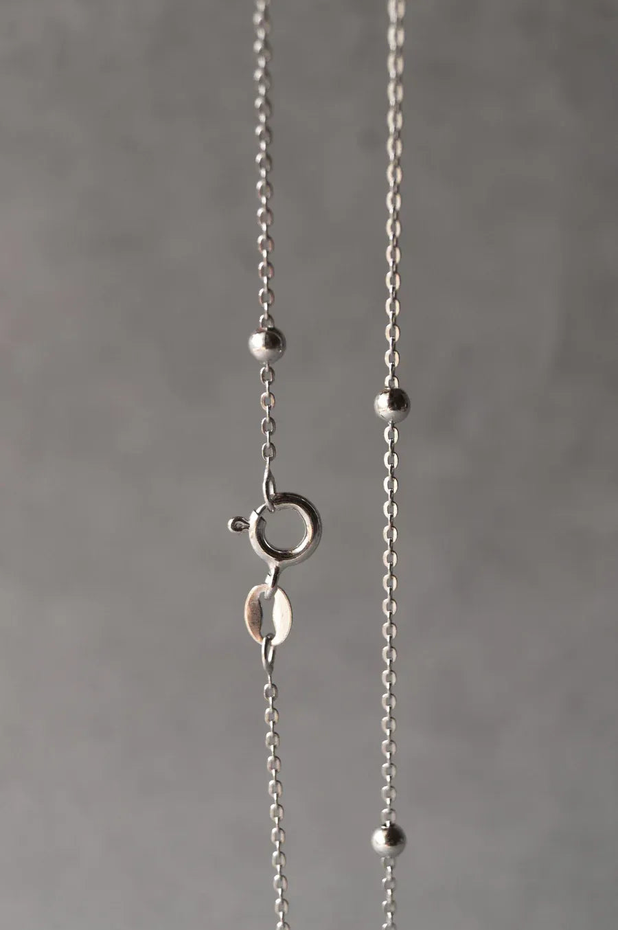 Round Beads Station Sterling Silver Chain
