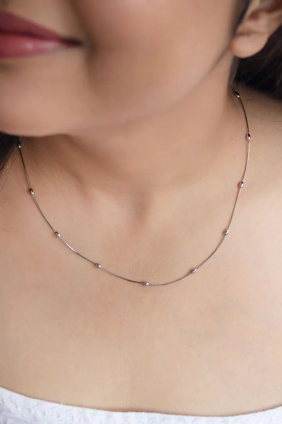 Elegantly Dancing Beads Rose Gold Plated Sterling Silver Chain