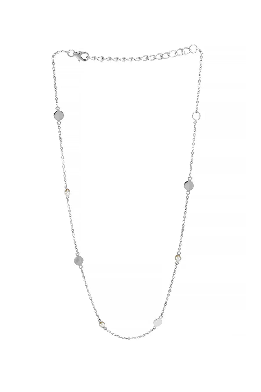 Retro Sparkle Station Sterling Silver Chain Necklace