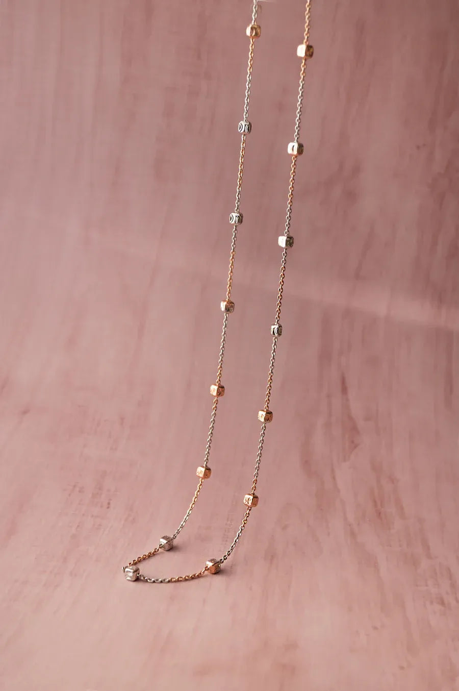 Retro Sparkle Station Gold Plated Sterling Silver Chain Necklace