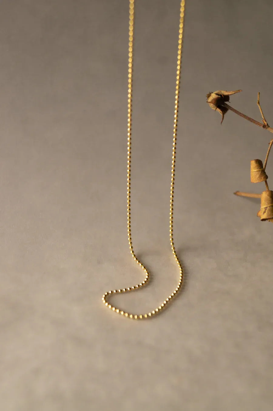Tiny Balls Delicate Gold Plated Sterling Silver Chain