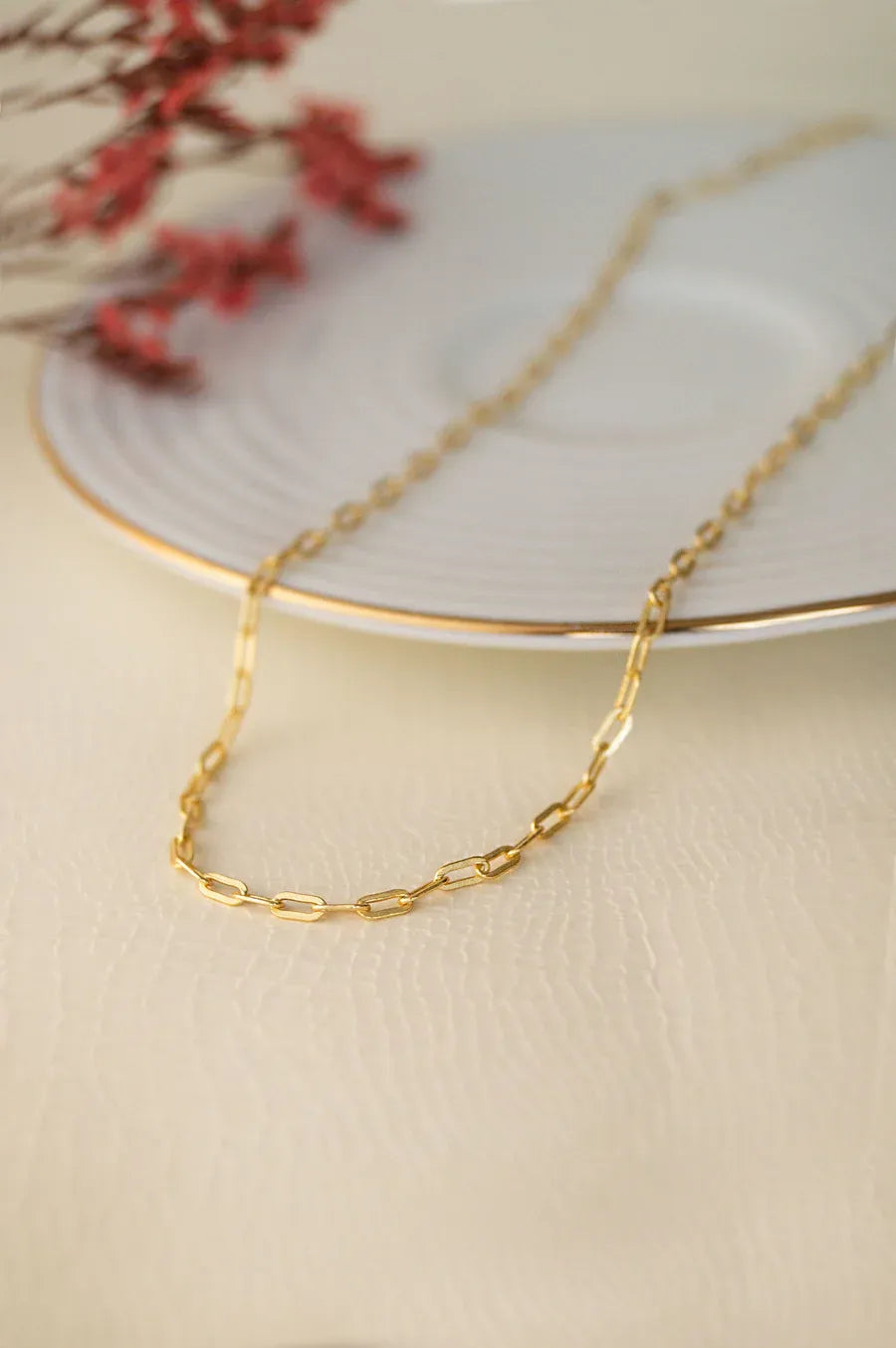 Classic Paper Clip Rose Gold Plated Sterling Silver Chain
