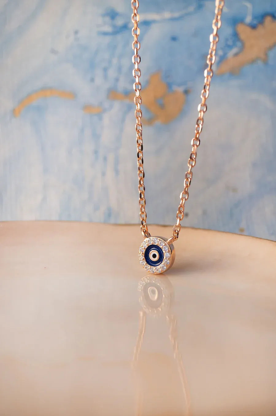 Teensy Divine Evil Eye Sterling Silver Chain Necklace
