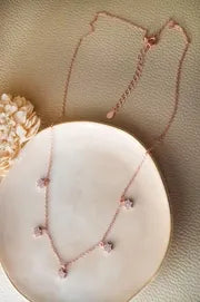 Little Flower Clusters Rose Gold Plated Sterling Silver Charm Necklace