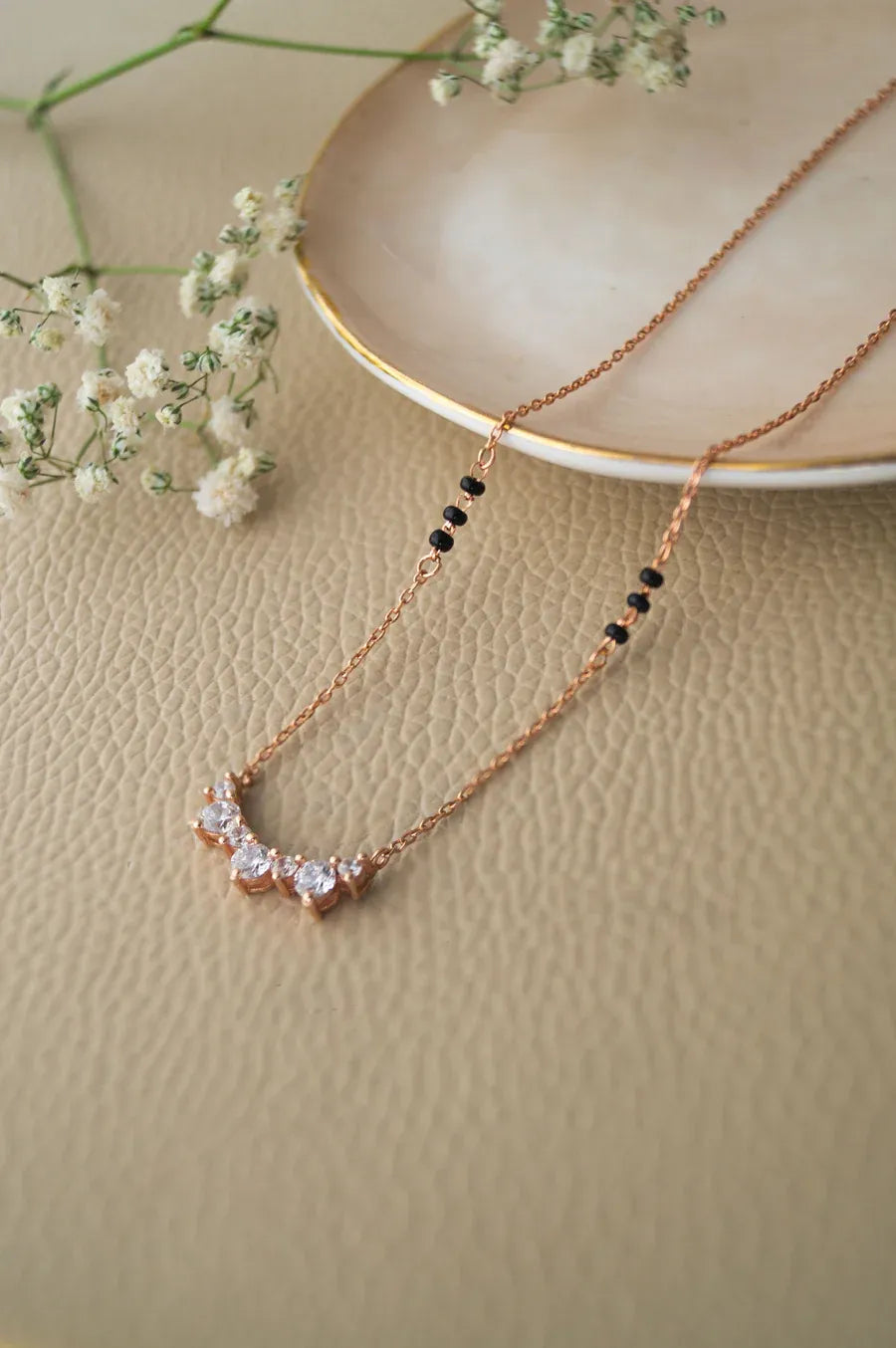 Blinging Smile Rose Gold Plated Sterling Silver Mangalsutra