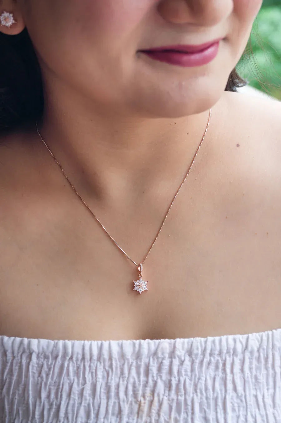 Flowery Sunflower Garland Rose Gold Plated Sterling Silver Pendant