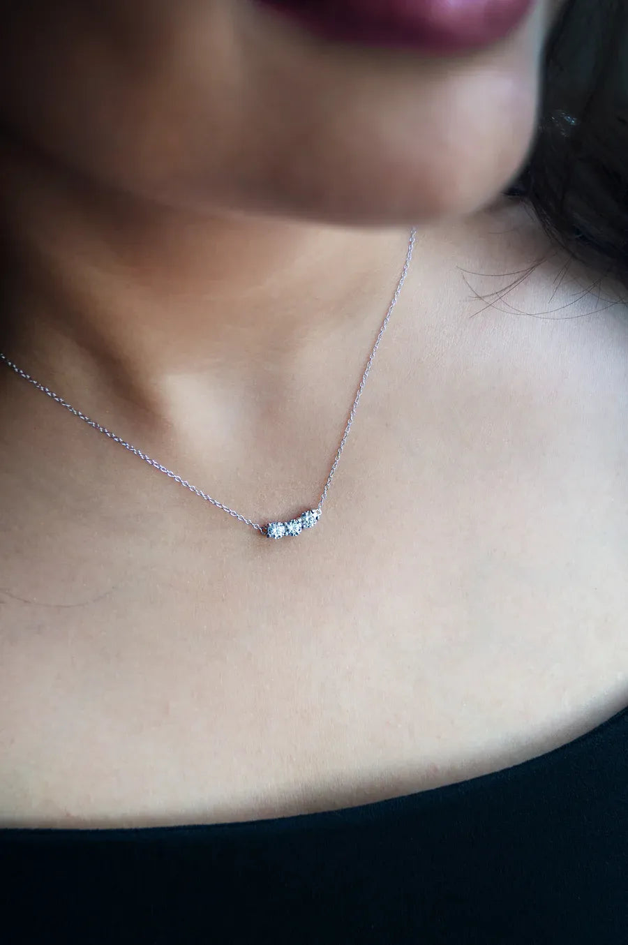 Past Present & Future Solitaire Sterling Silver Pendant Chain Necklace